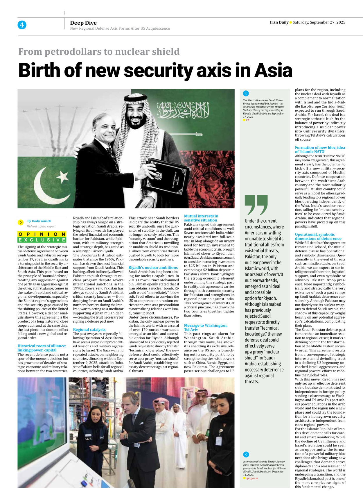 Iran Daily - Number Seven Thousand Nine Hundred and Thirty Six - 27 September 2025 - Page 4