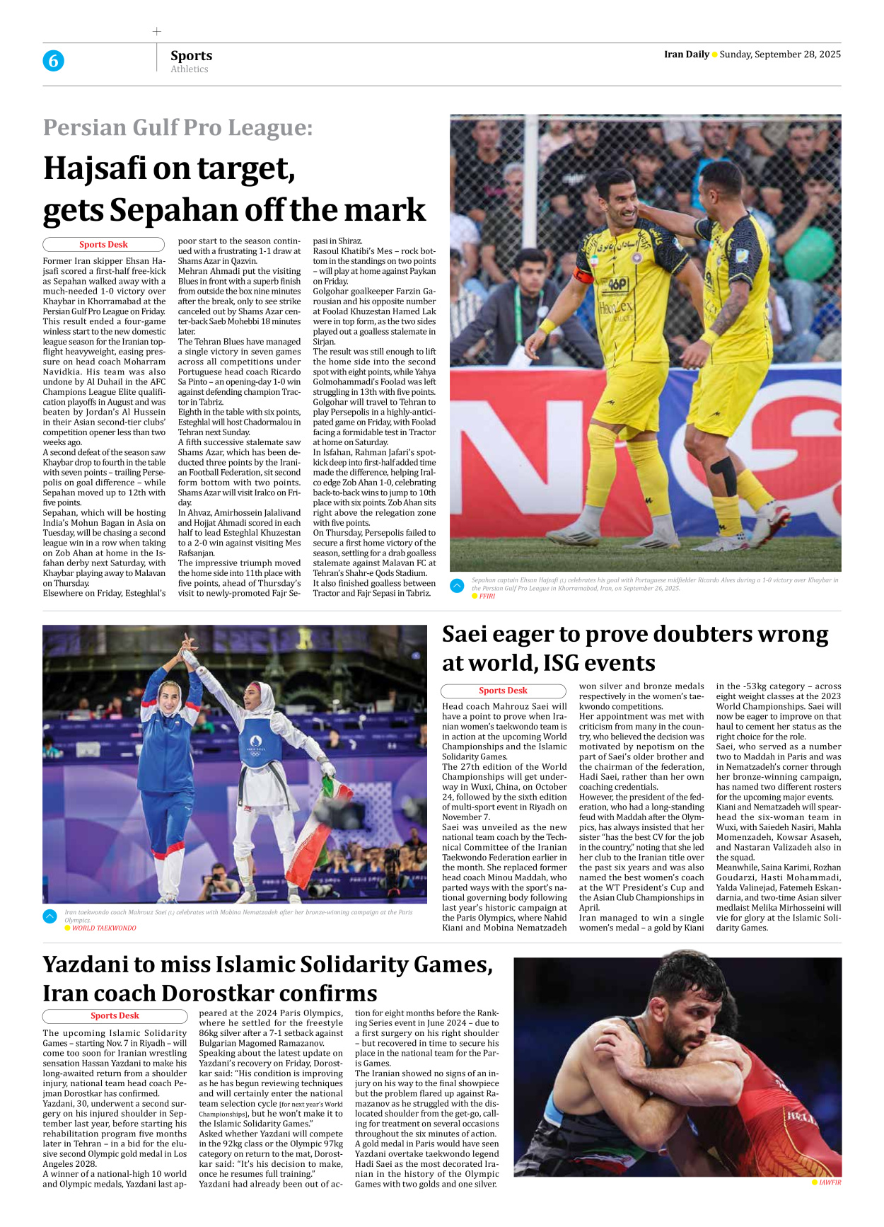 Iran Daily - Number Seven Thousand Nine Hundred and Thirty Seven - 28 September 2025 - Page 6