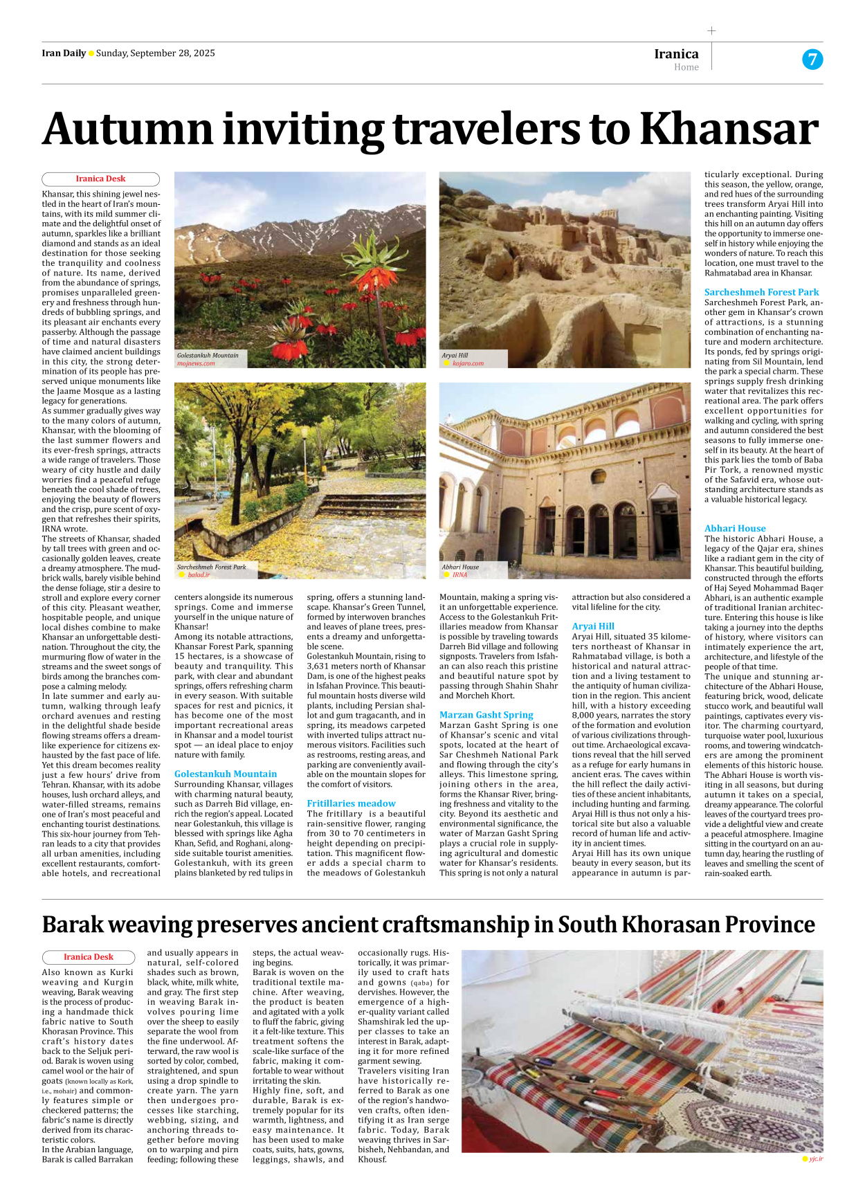 Iran Daily - Number Seven Thousand Nine Hundred and Thirty Seven - 28 September 2025 - Page 7