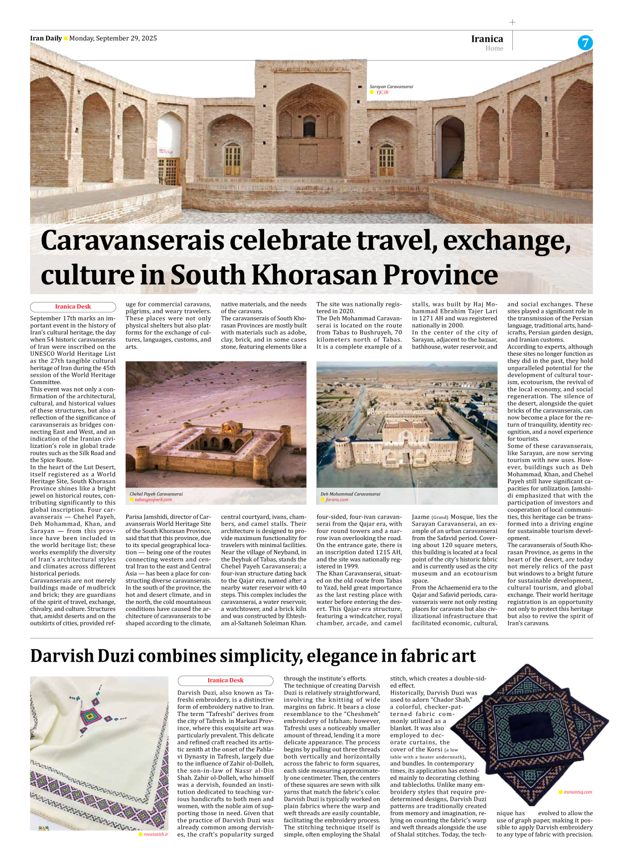 Iran Daily - Number Seven Thousand Nine Hundred and Thirty Eight - 29 September 2025 - Page 7