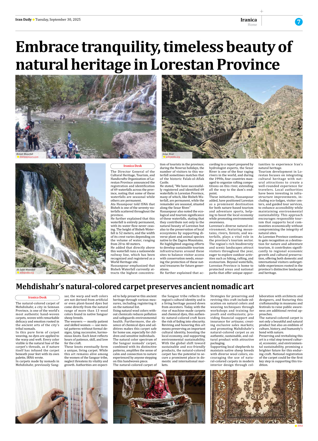 Iran Daily - Number Seven Thousand Nine Hundred and Thirty Nine - 30 September 2025 - Page 7