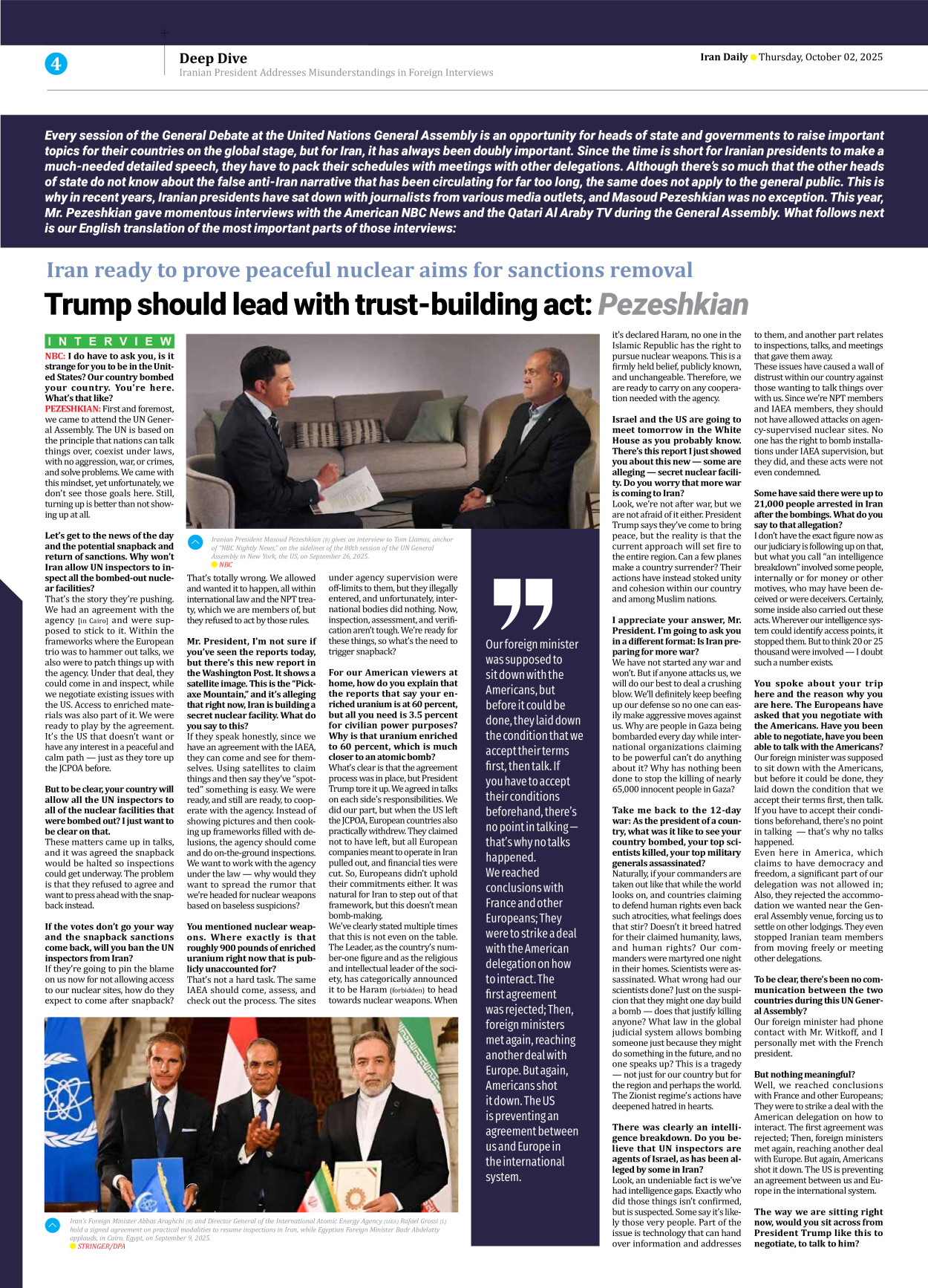 Iran Daily - Number Seven Thousand Nine Hundred and Forty One - 02 October 2025 - Page 4