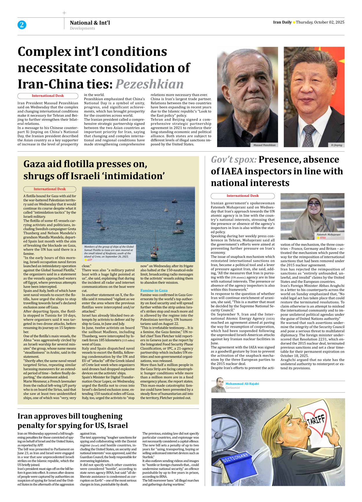 Iran Daily - Number Seven Thousand Nine Hundred and Forty One - 02 October 2025 - Page 2