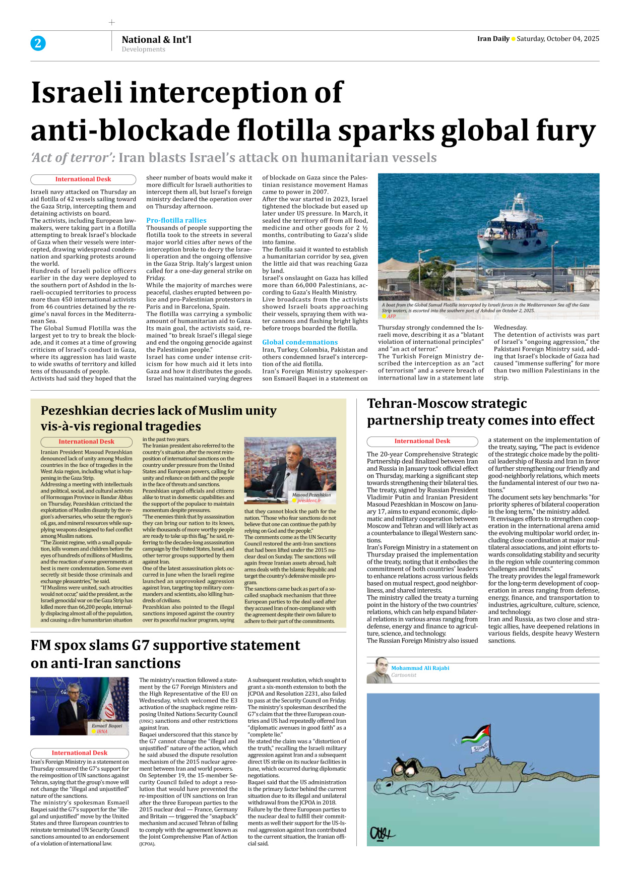 Iran Daily - Number Seven Thousand Nine Hundred and Forty Two - 04 October 2025 - Page 2