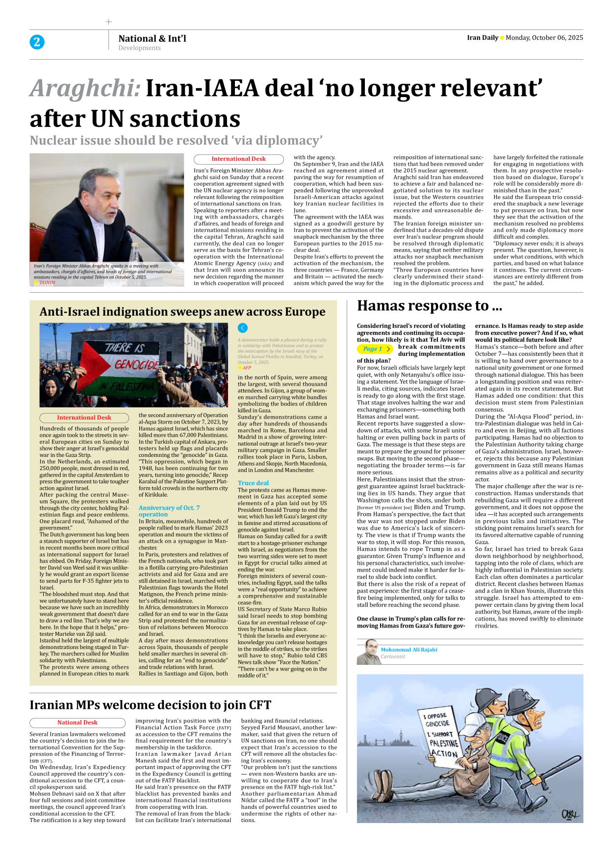 Iran Daily - Number Seven Thousand Nine Hundred and Forty Four - 06 October 2025 - Page 2