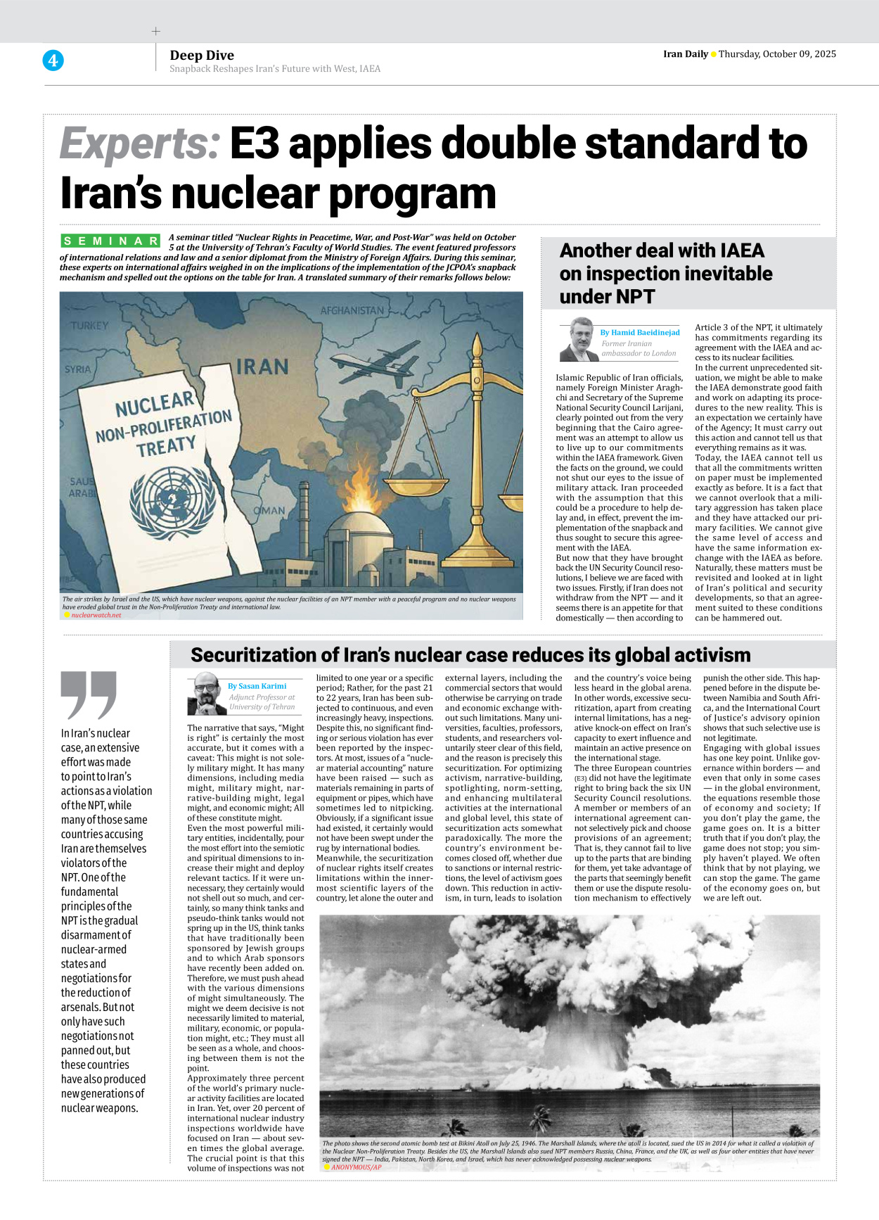 Iran Daily - Number Seven Thousand Nine Hundred and Forty Seven - 09 October 2025 - Page 4
