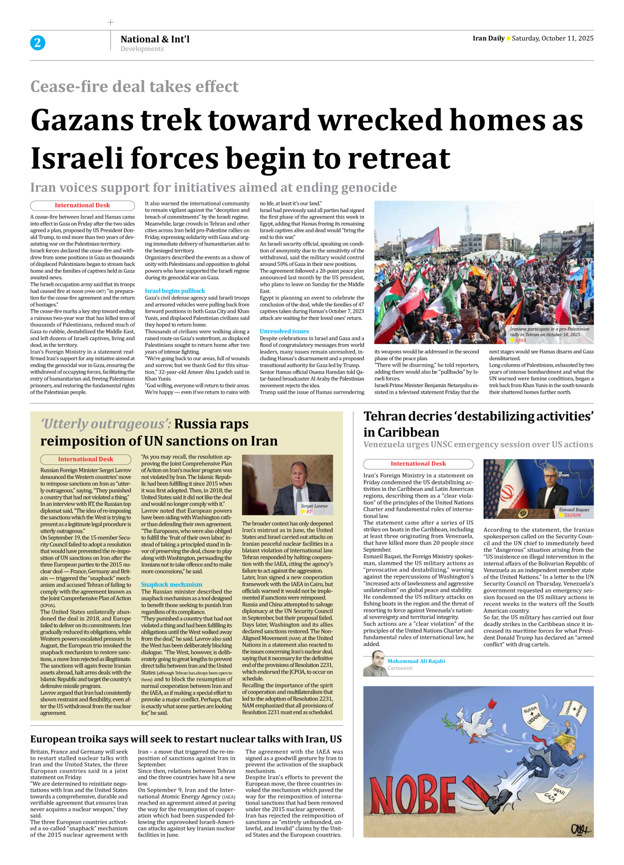 Iran Daily - Number Seven Thousand Nine Hundred and Forty Eight - 11 October 2025 - Page 2