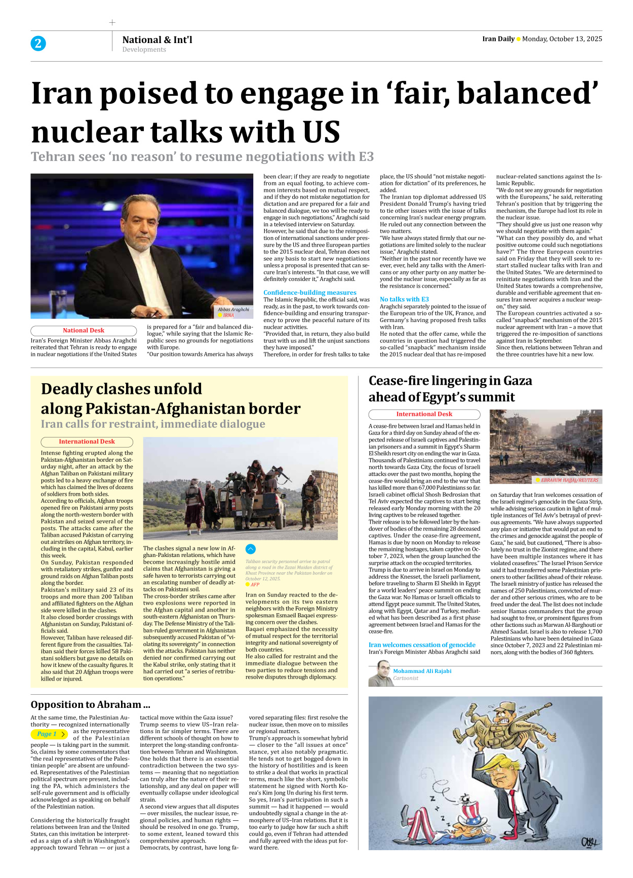 Iran Daily - Number Seven Thousand Nine Hundred and Fifty - 13 October 2025 - Page 2