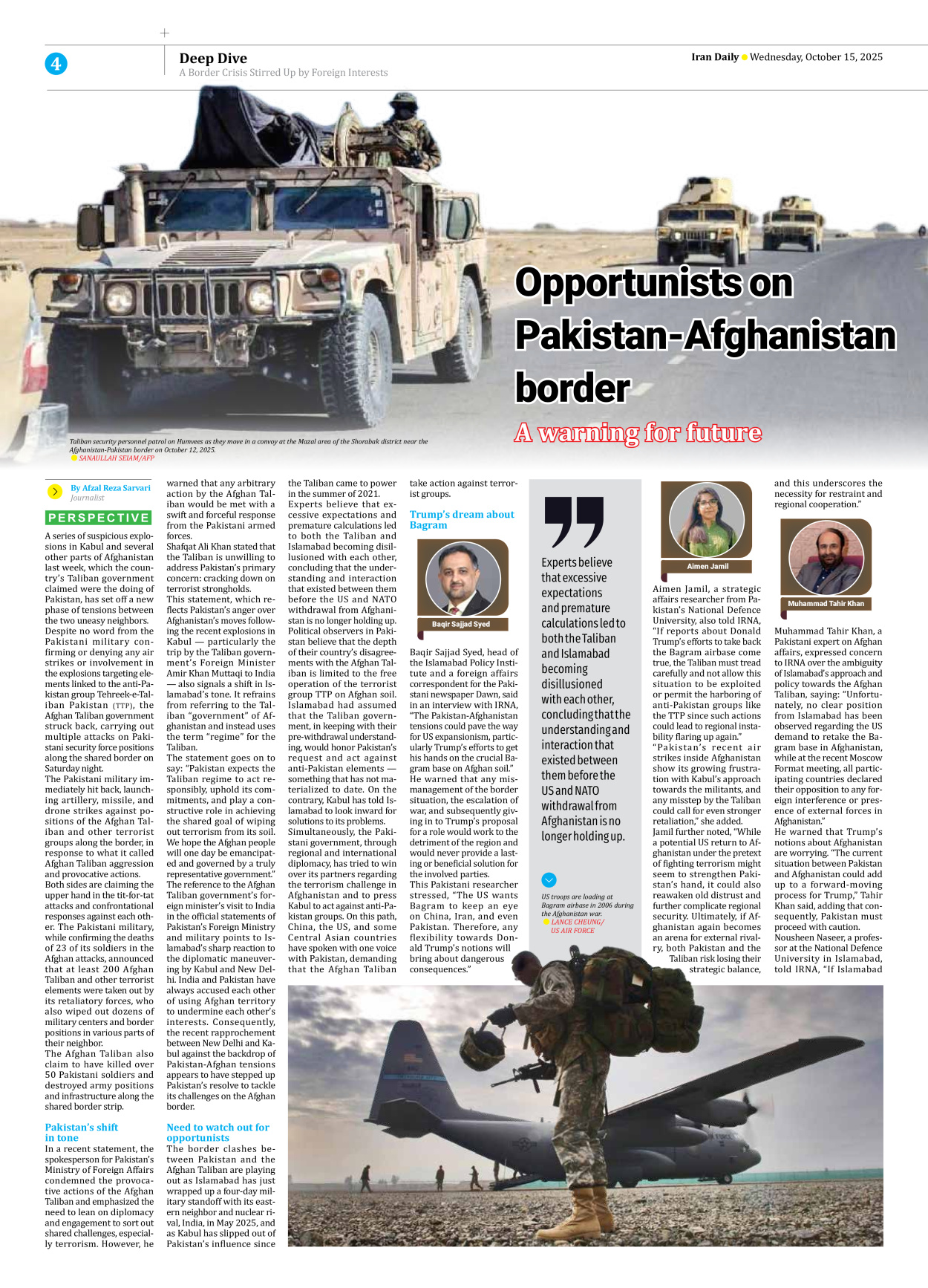 Iran Daily - Number Seven Thousand Nine Hundred and Fifty Two - 15 October 2025 - Page 4