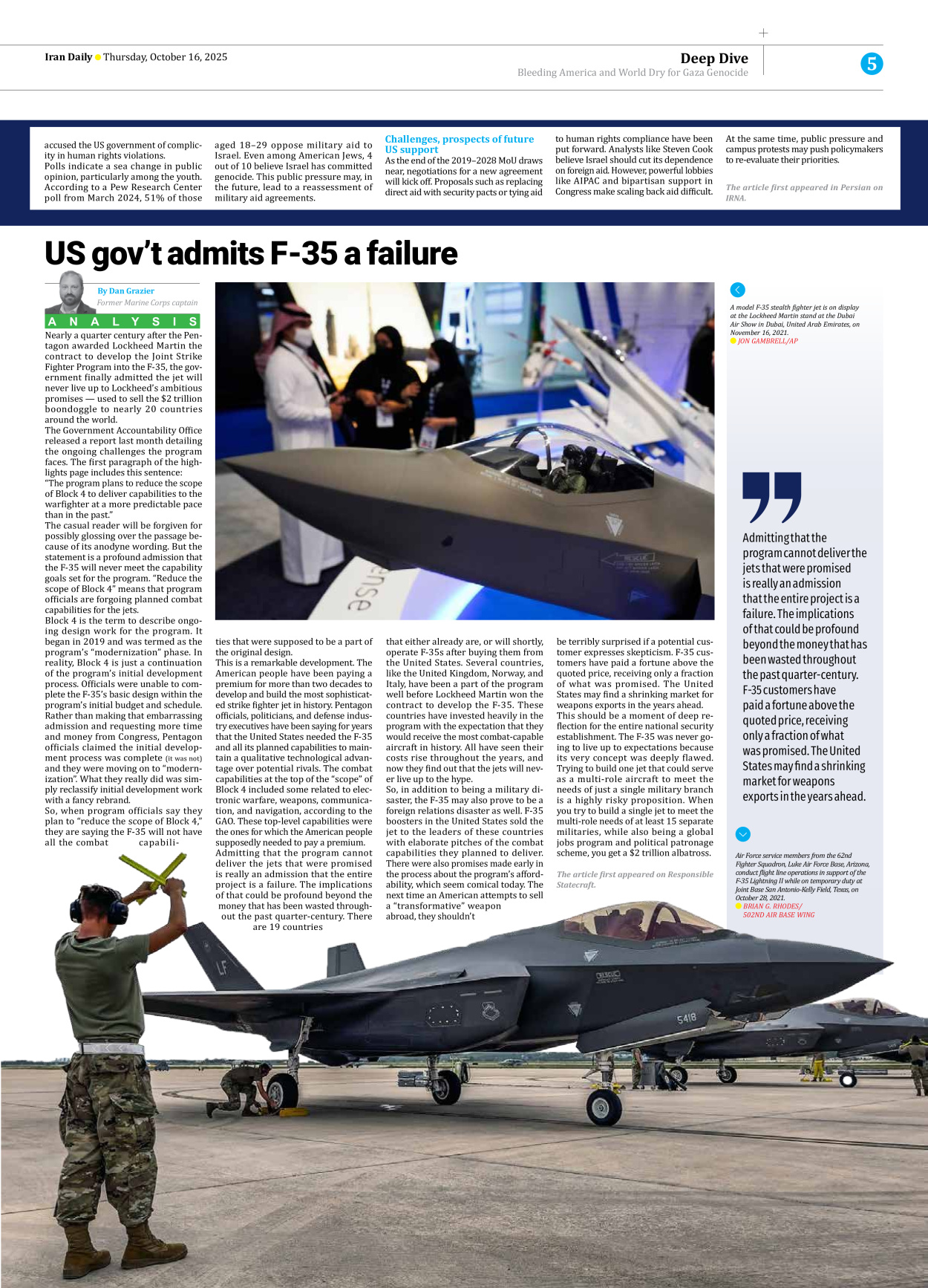 Iran Daily - Number Seven Thousand Nine Hundred and Fifty Three - 16 October 2025 - Page 5