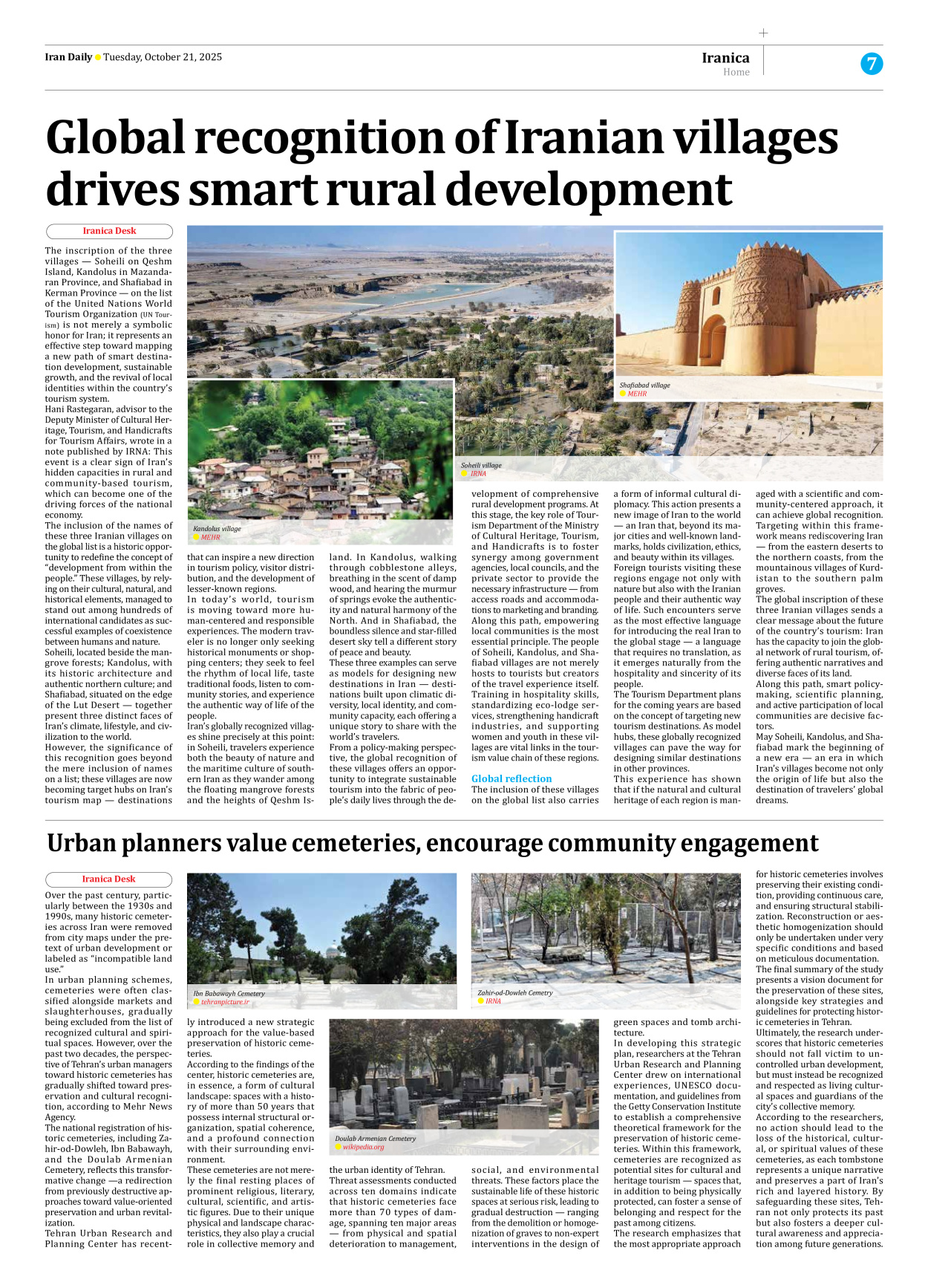 Iran Daily - Number Seven Thousand Nine Hundred and Fifty Seven - 21 October 2025 - Page 7