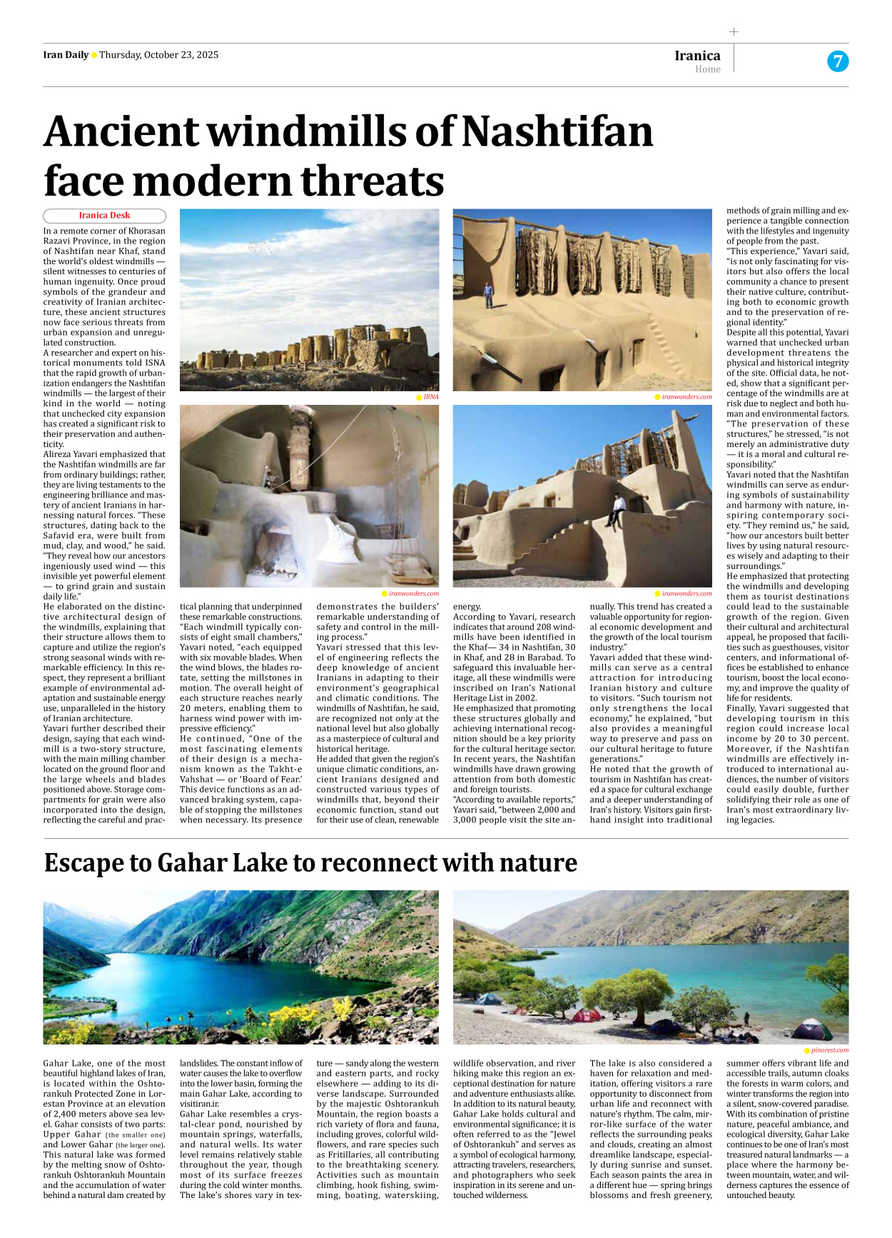 Iran Daily - Number Seven Thousand Nine Hundred and Fifty Nine - 23 October 2025 - Page 7