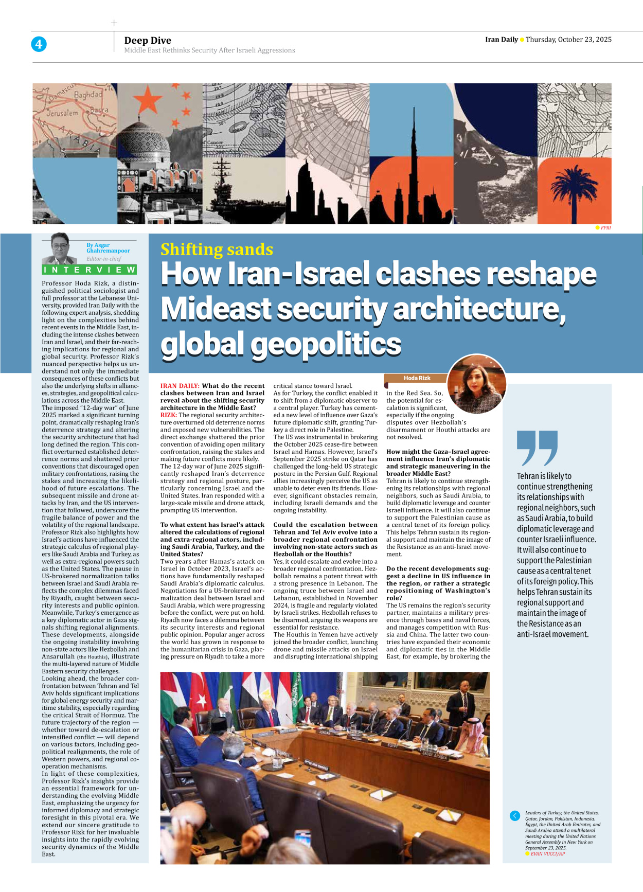 Iran Daily - Number Seven Thousand Nine Hundred and Fifty Nine - 23 October 2025 - Page 4