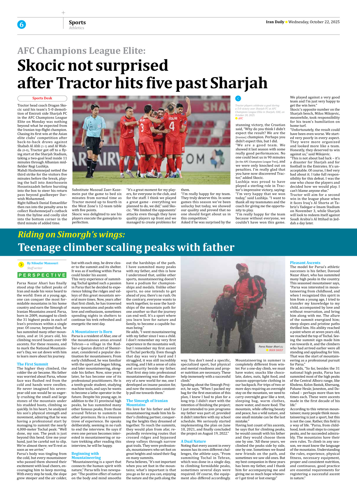 Iran Daily - Number Seven Thousand Nine Hundred and Fifty Eight - 22 October 2025 - Page 6