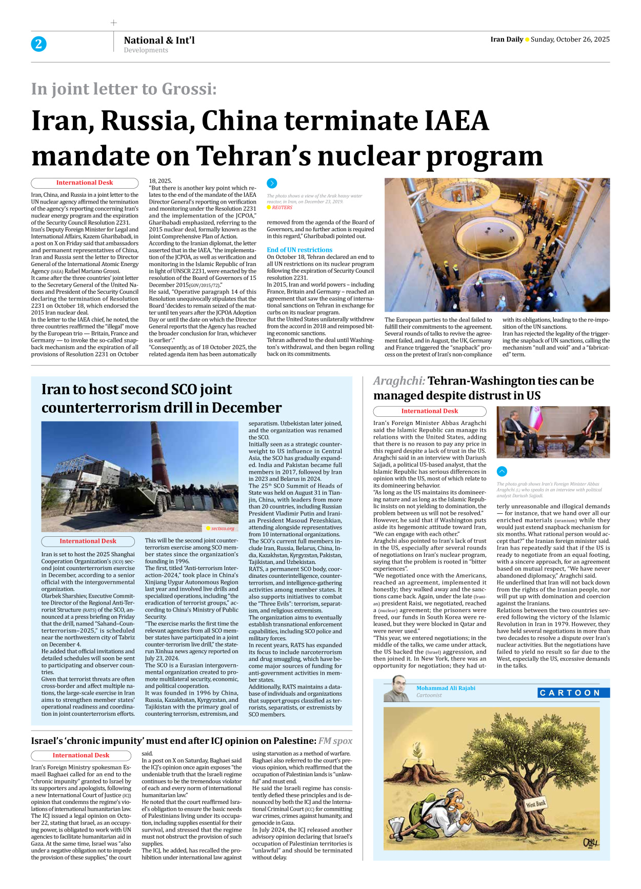 Iran Daily - Number Seven Thousand Nine Hundred and Sixty One - 26 October 2025 - Page 2