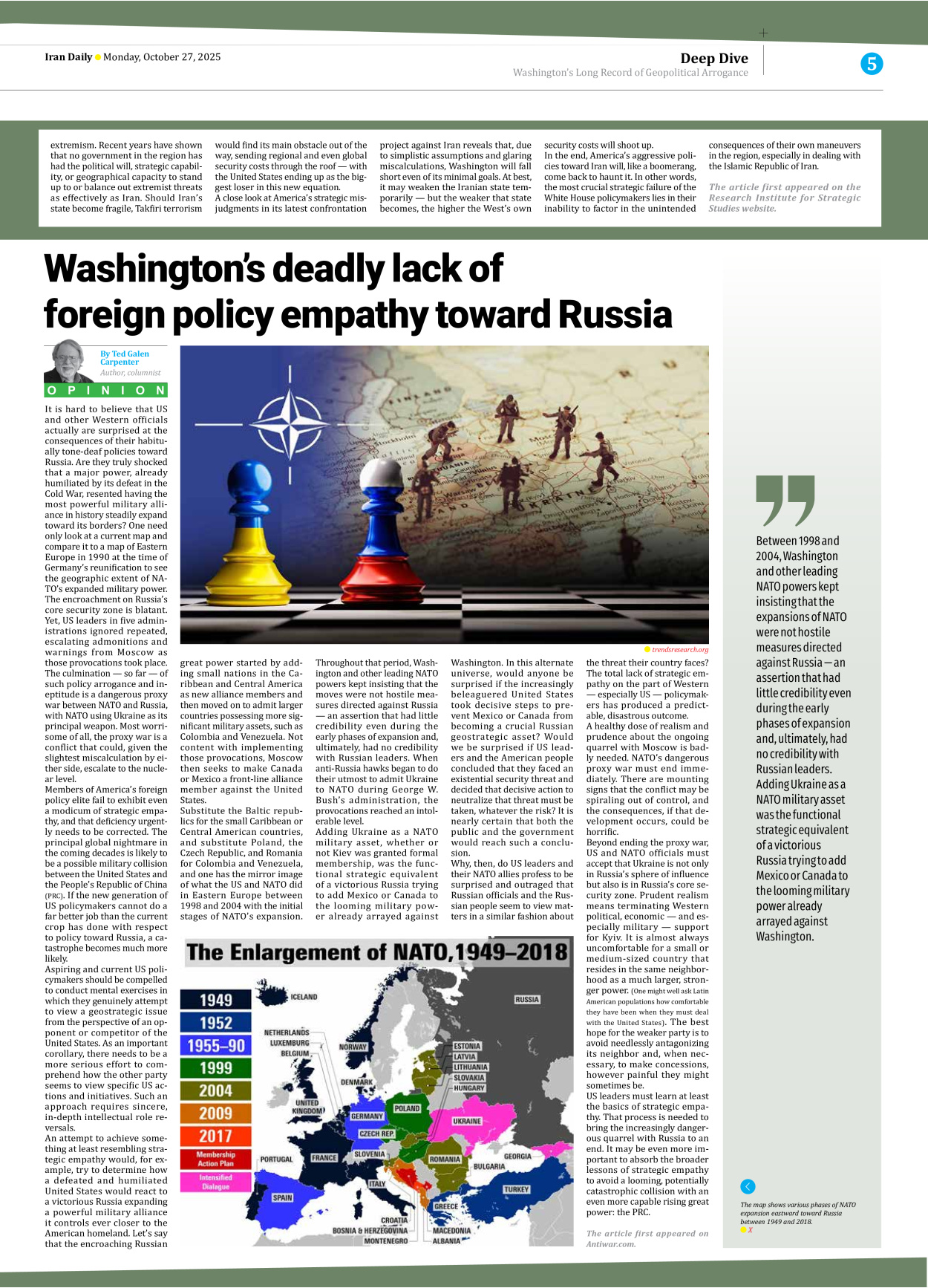 Iran Daily - Number Seven Thousand Nine Hundred and Sixty Two - 27 October 2025 - Page 5