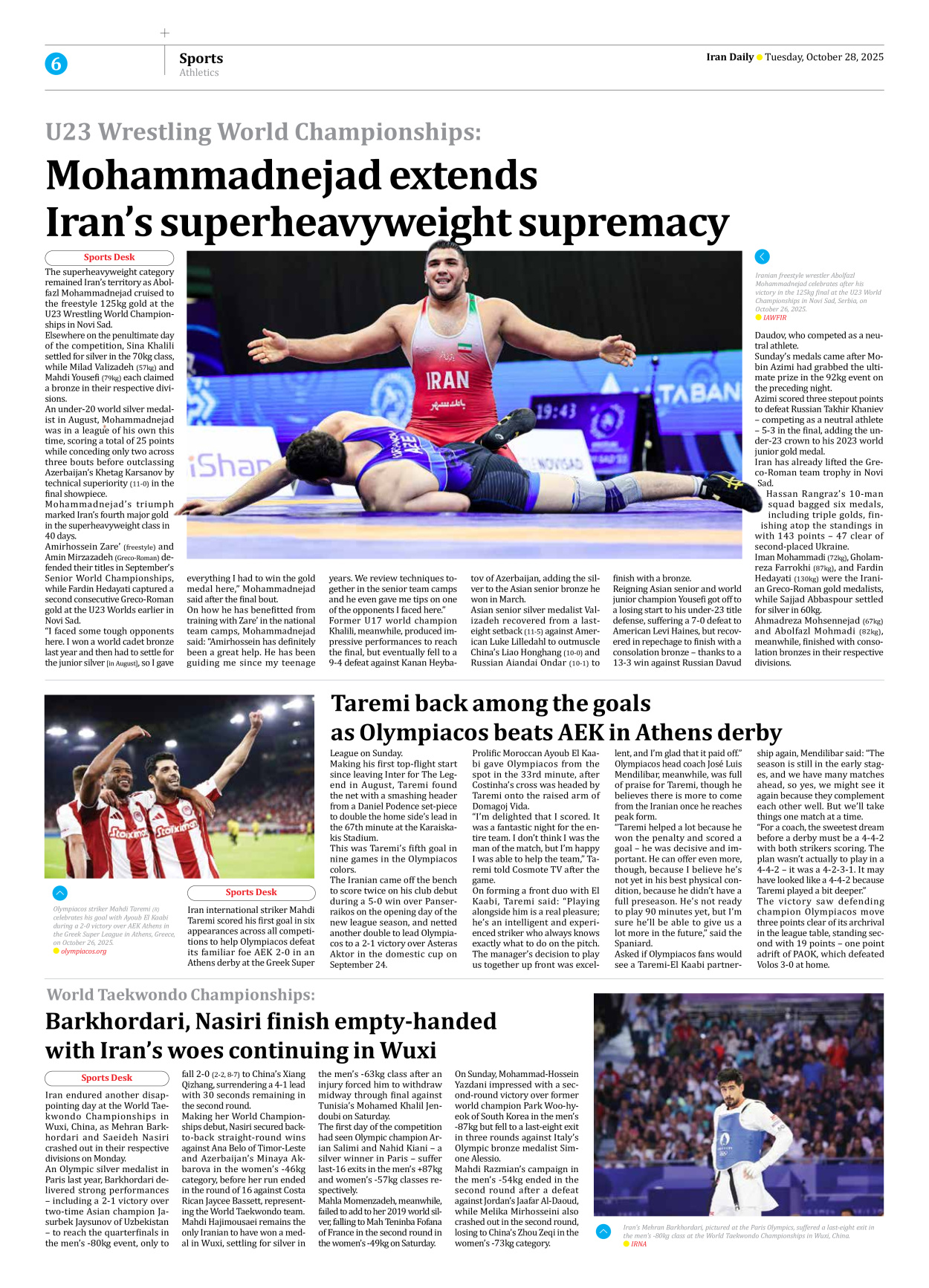 Iran Daily - Number Seven Thousand Nine Hundred and Sixty Three - 28 October 2025 - Page 6
