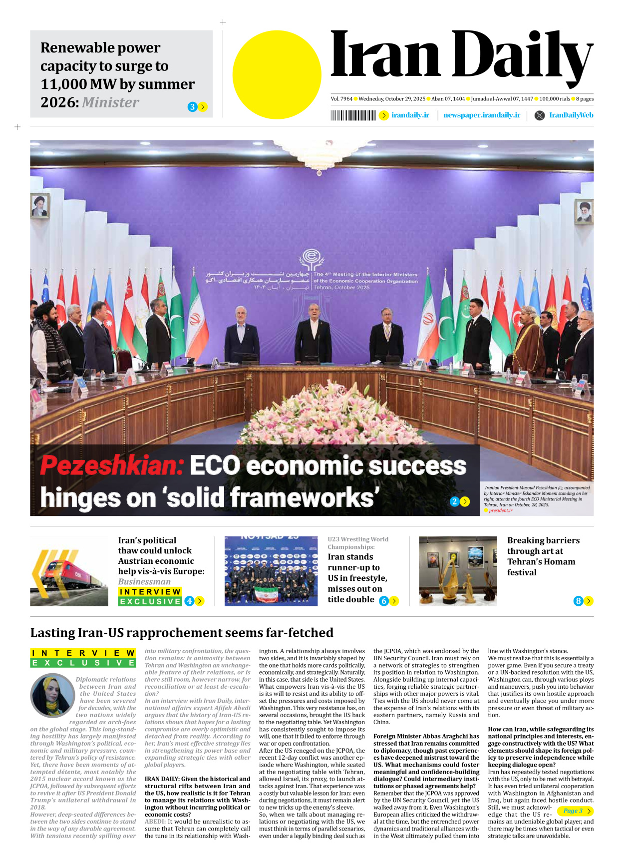 Iran Daily - Number Seven Thousand Nine Hundred and Sixty Four - 29 October 2025