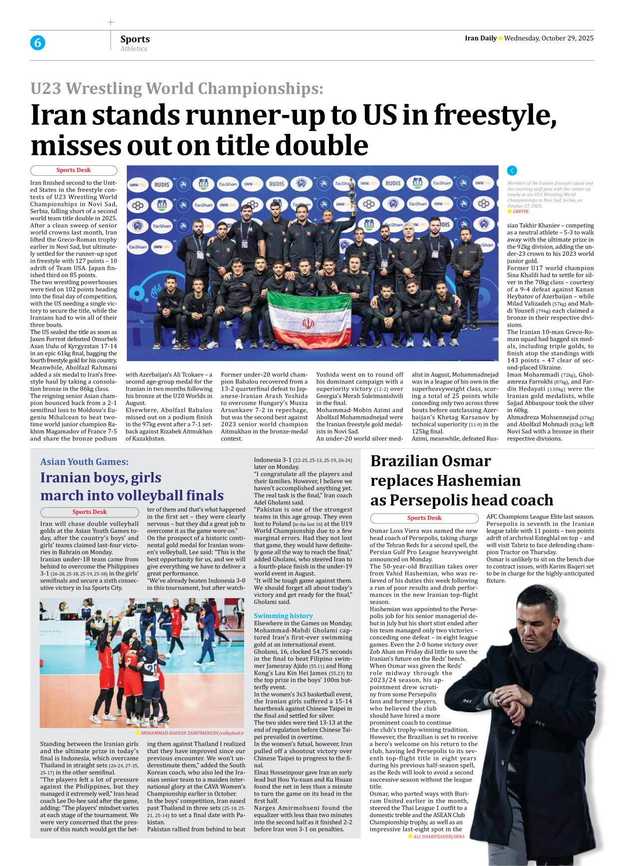 Iran Daily - Number Seven Thousand Nine Hundred and Sixty Four - 29 October 2025 - Page 6
