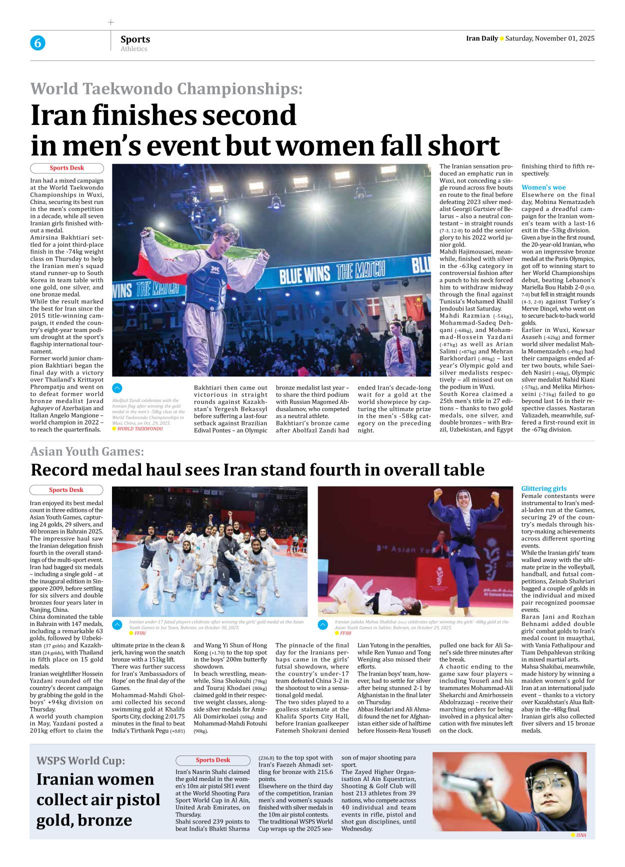 Iran Daily - Number Seven Thousand Nine Hundred and Sixty Six - 01 November 2025 - Page 6