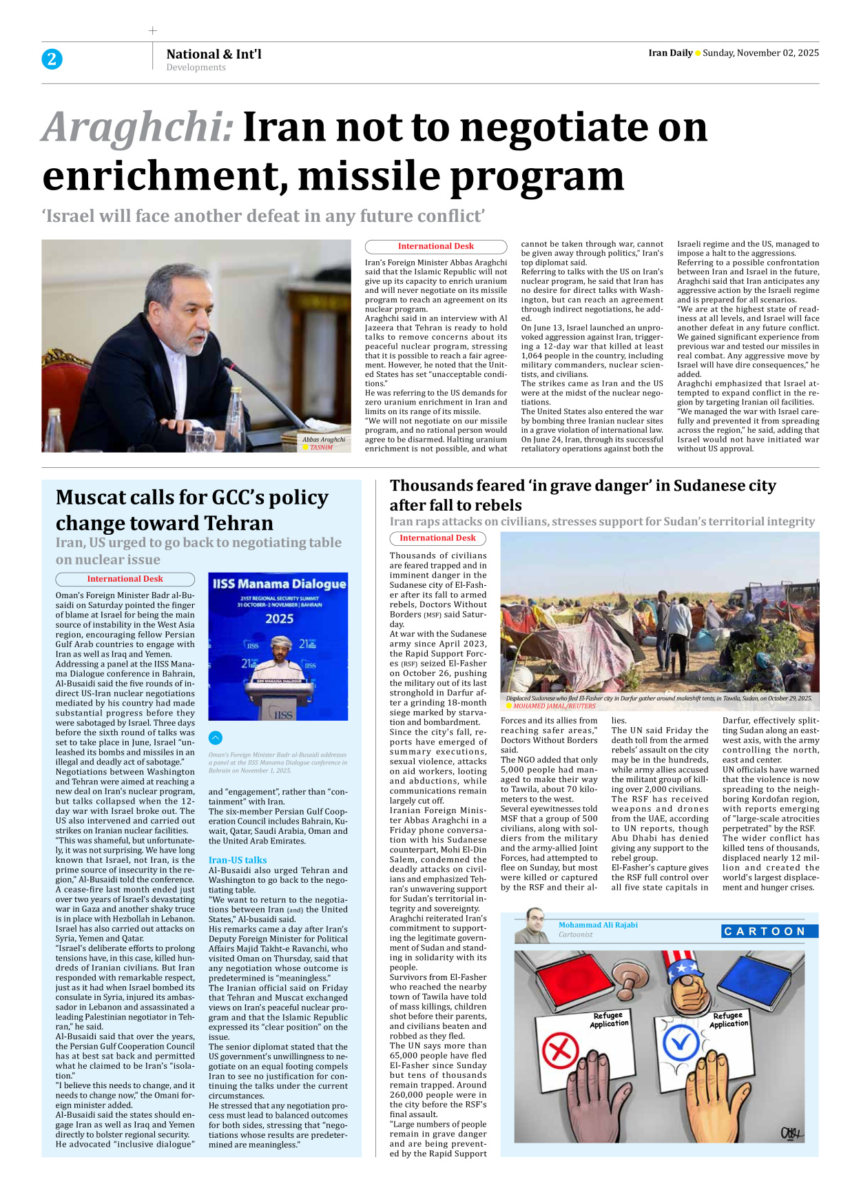 Iran Daily - Number Seven Thousand Nine Hundred and Sixty Seven - 02 November 2025 - Page 2
