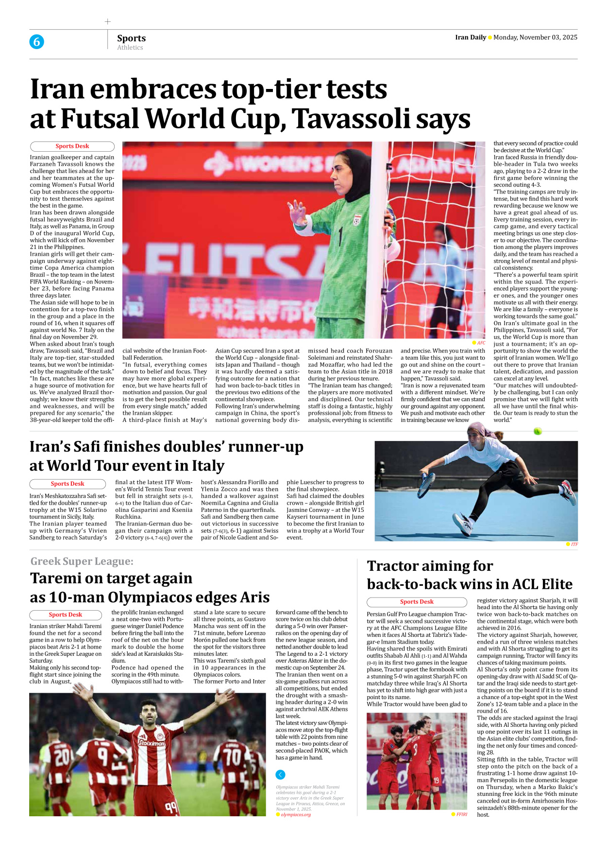 Iran Daily - Number Seven Thousand Nine Hundred and Sixty Eight - 03 November 2025 - Page 6