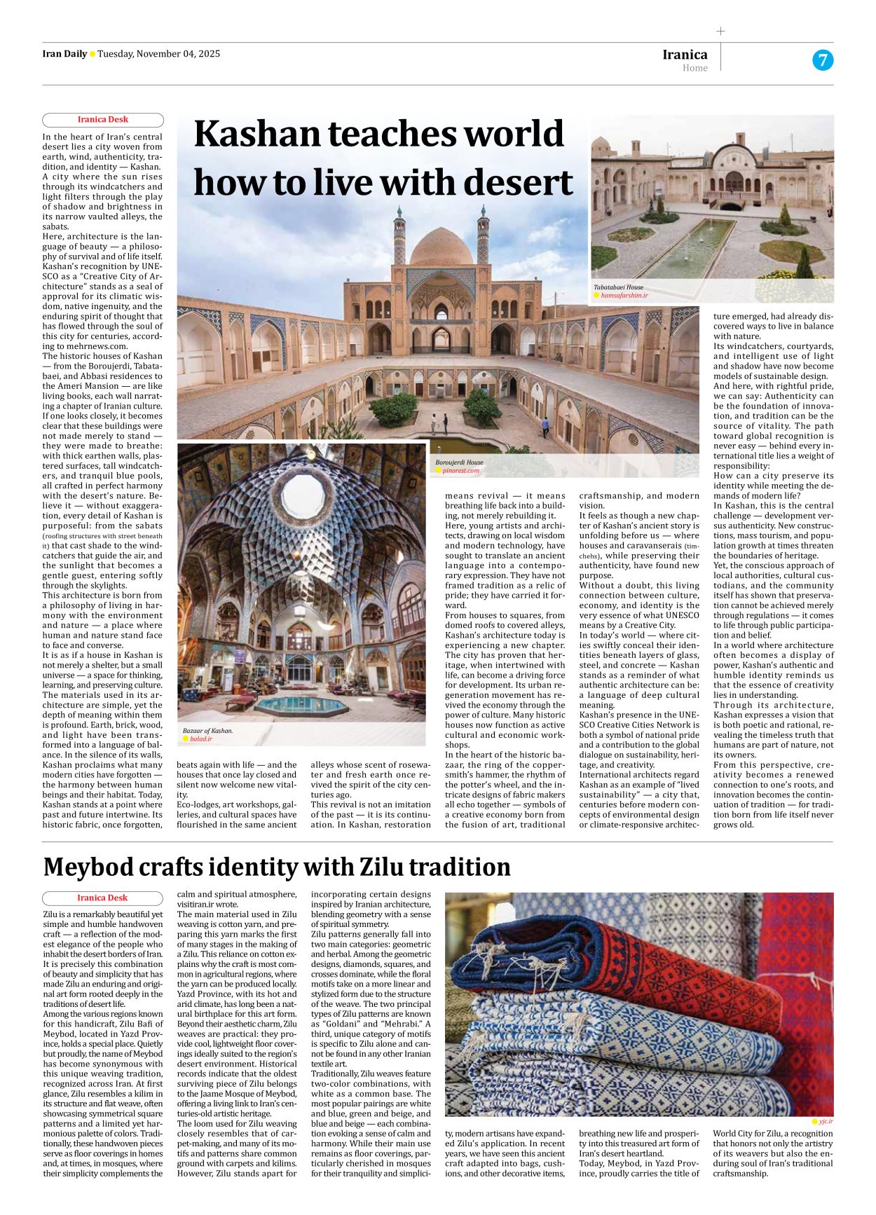 Iran Daily - Number Seven Thousand Nine Hundred and Sixty Nine - 04 November 2025 - Page 7