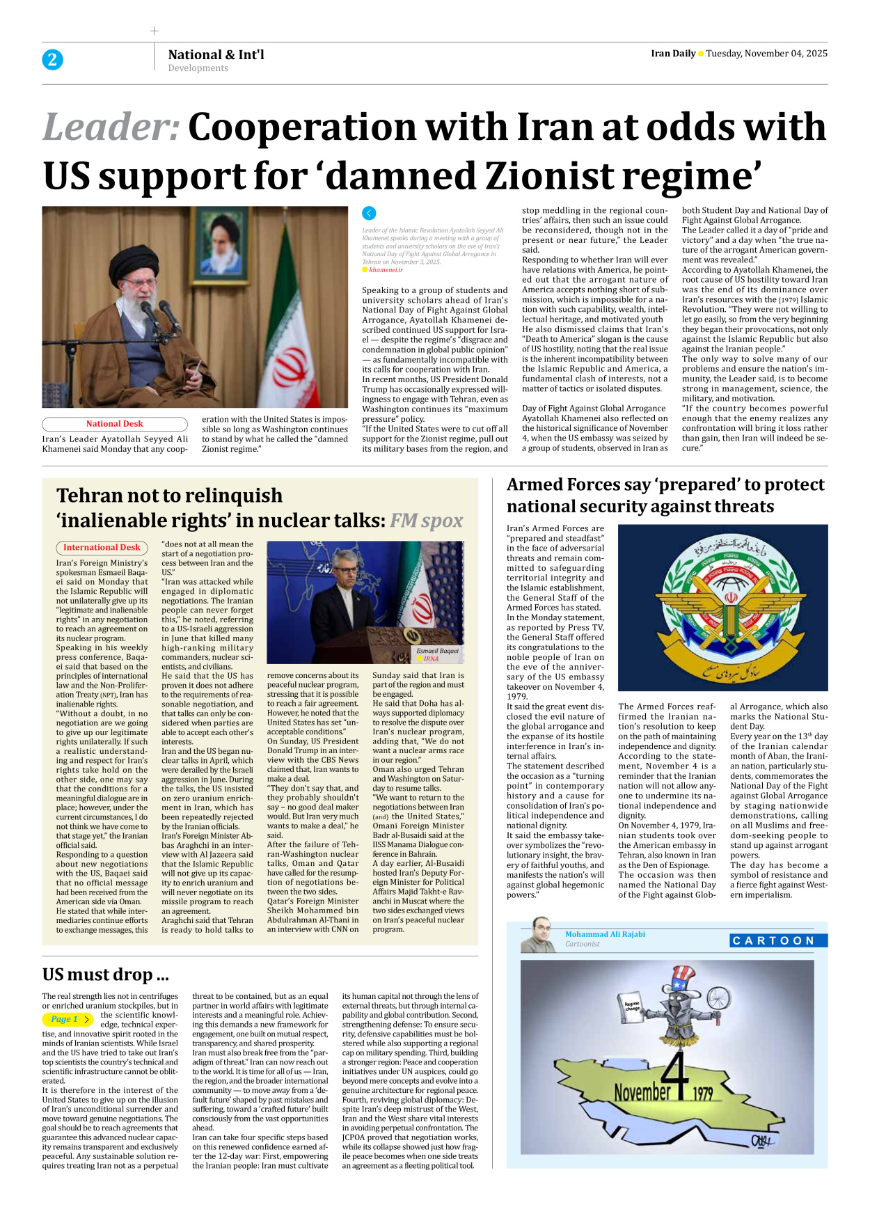 Iran Daily - Number Seven Thousand Nine Hundred and Sixty Nine - 04 November 2025 - Page 2