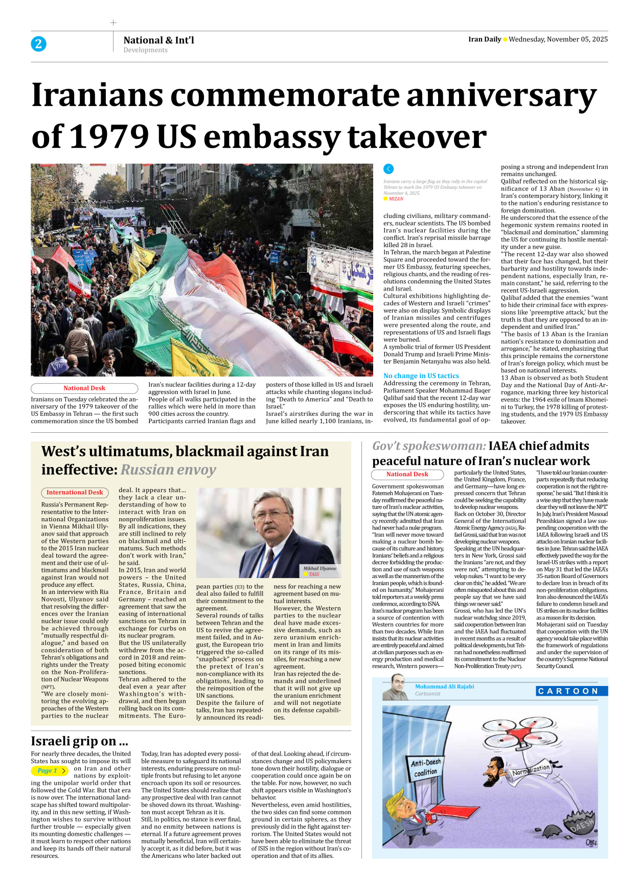 Iran Daily - Number Seven Thousand Nine Hundred and Seventy - 05 November 2025 - Page 2