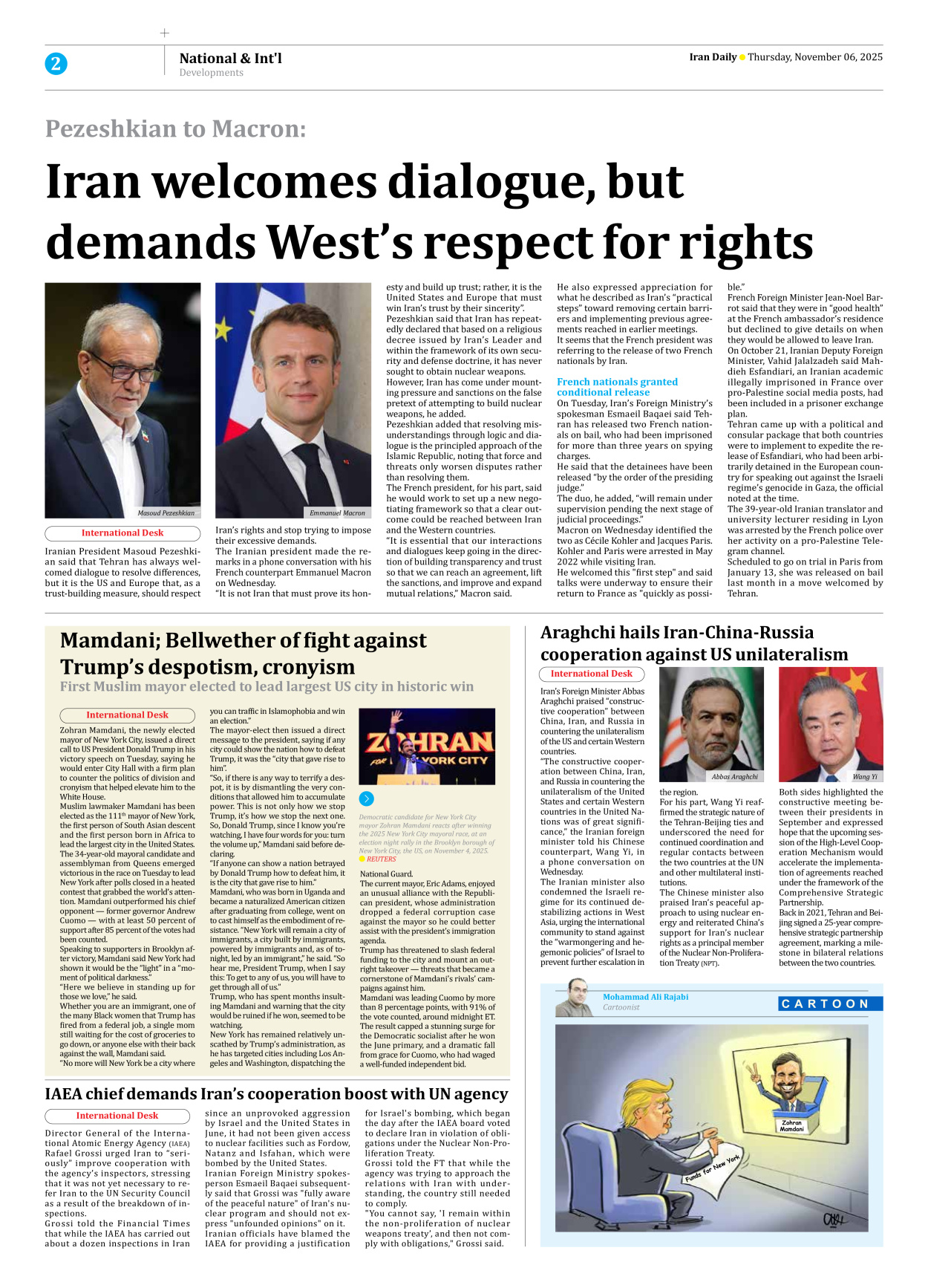 Iran Daily - Number Seven Thousand Nine Hundred and Seventy One - 06 November 2025 - Page 2