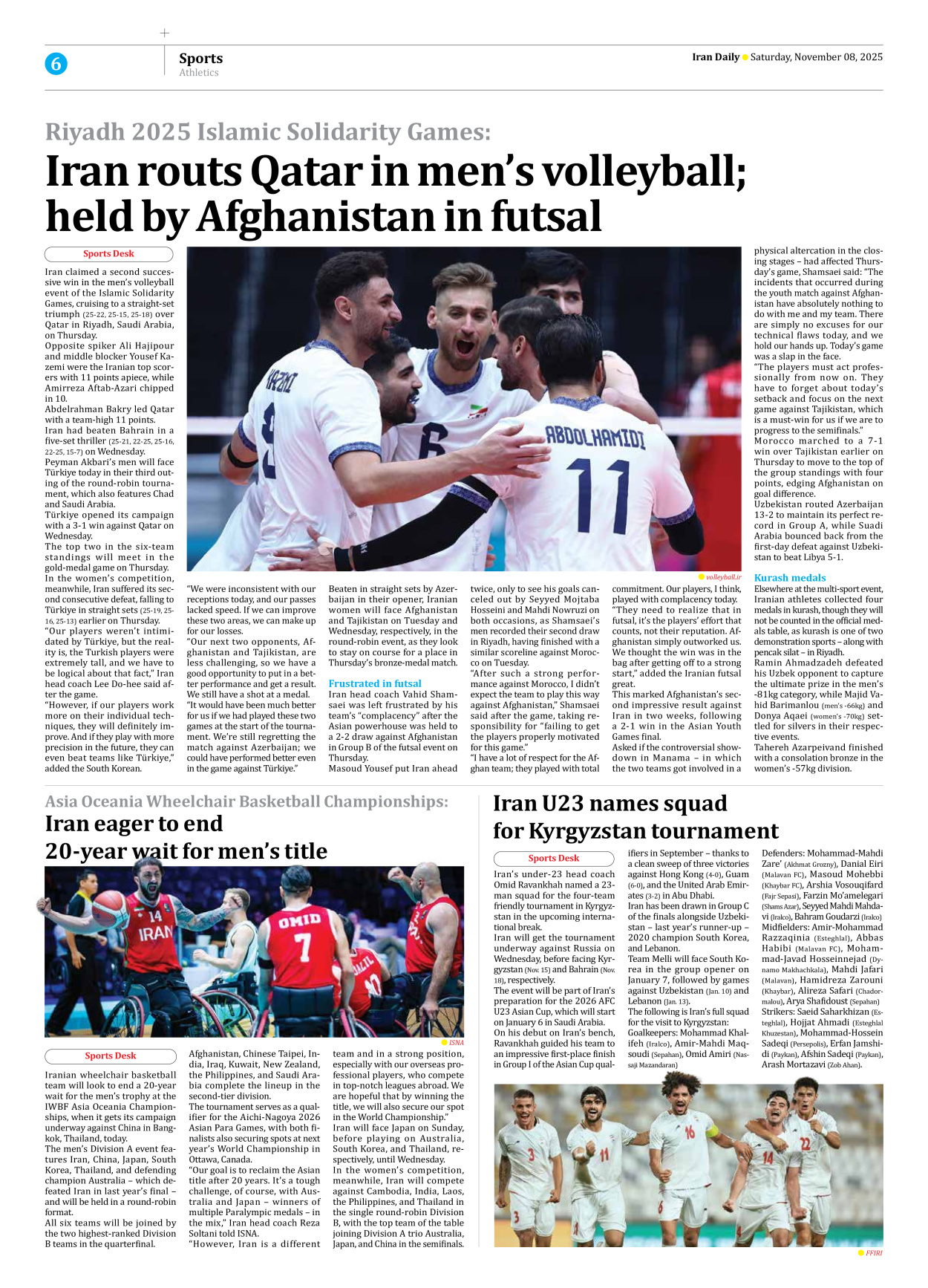Iran Daily - Number Seven Thousand Nine Hundred and Seventy Two - 08 November 2025 - Page 6