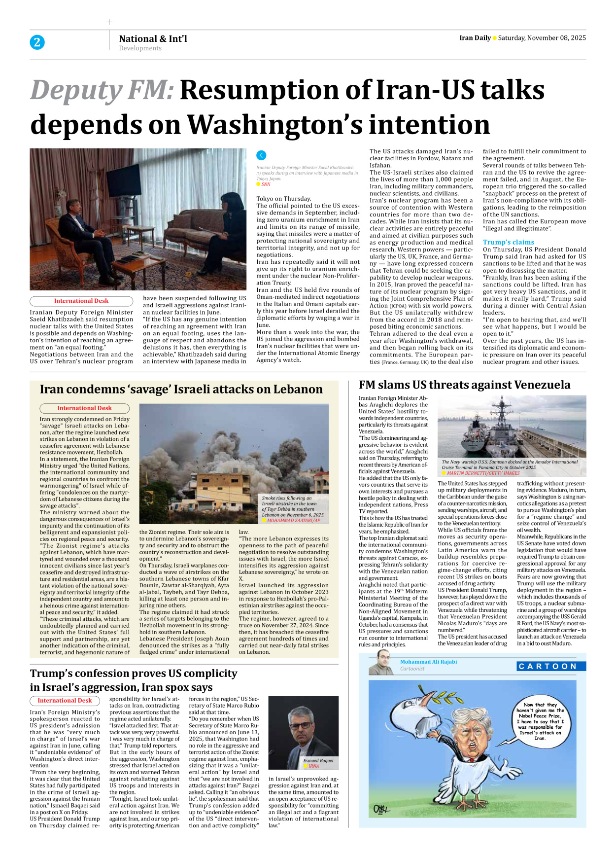 Iran Daily - Number Seven Thousand Nine Hundred and Seventy Two - 08 November 2025 - Page 2