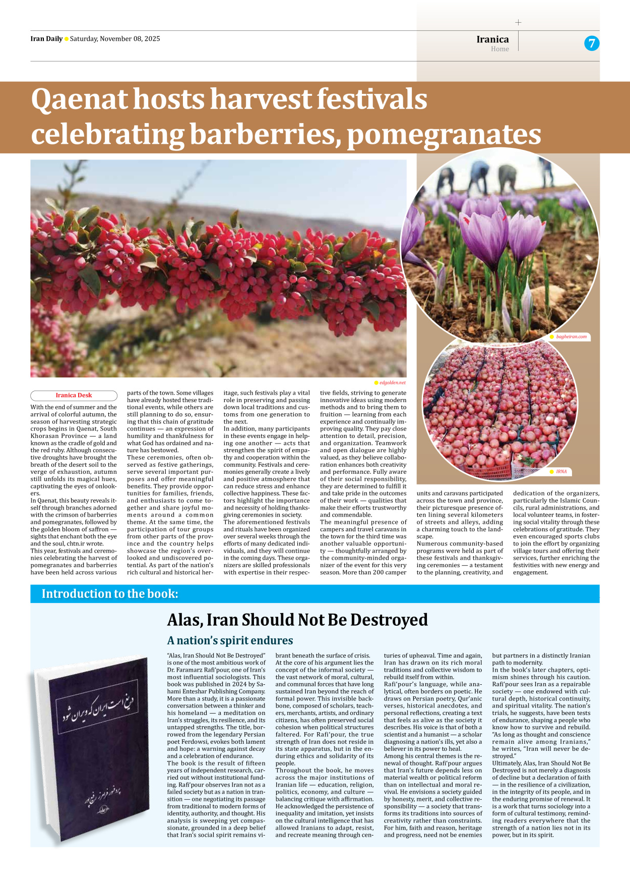 Iran Daily - Number Seven Thousand Nine Hundred and Seventy Two - 08 November 2025 - Page 7