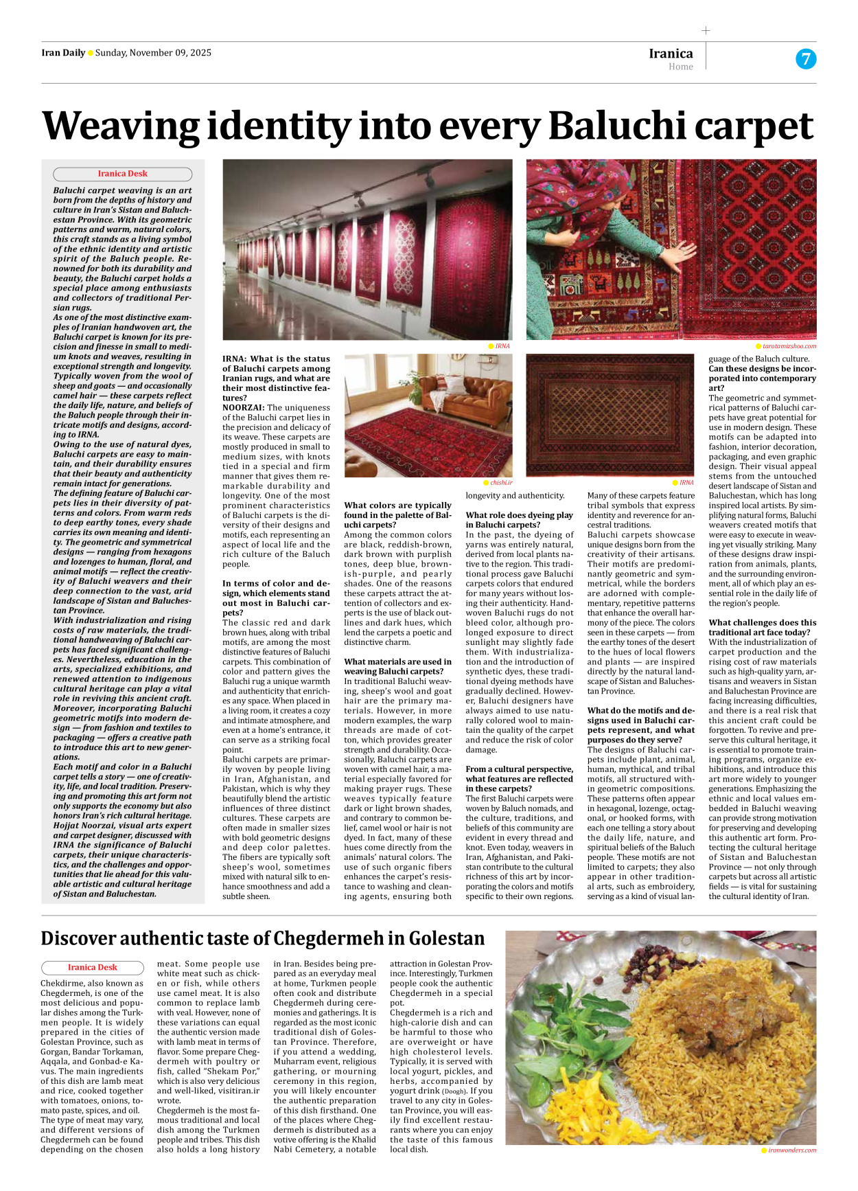 Iran Daily - Number Seven Thousand Nine Hundred and Seventy Three - 09 November 2025 - Page 7