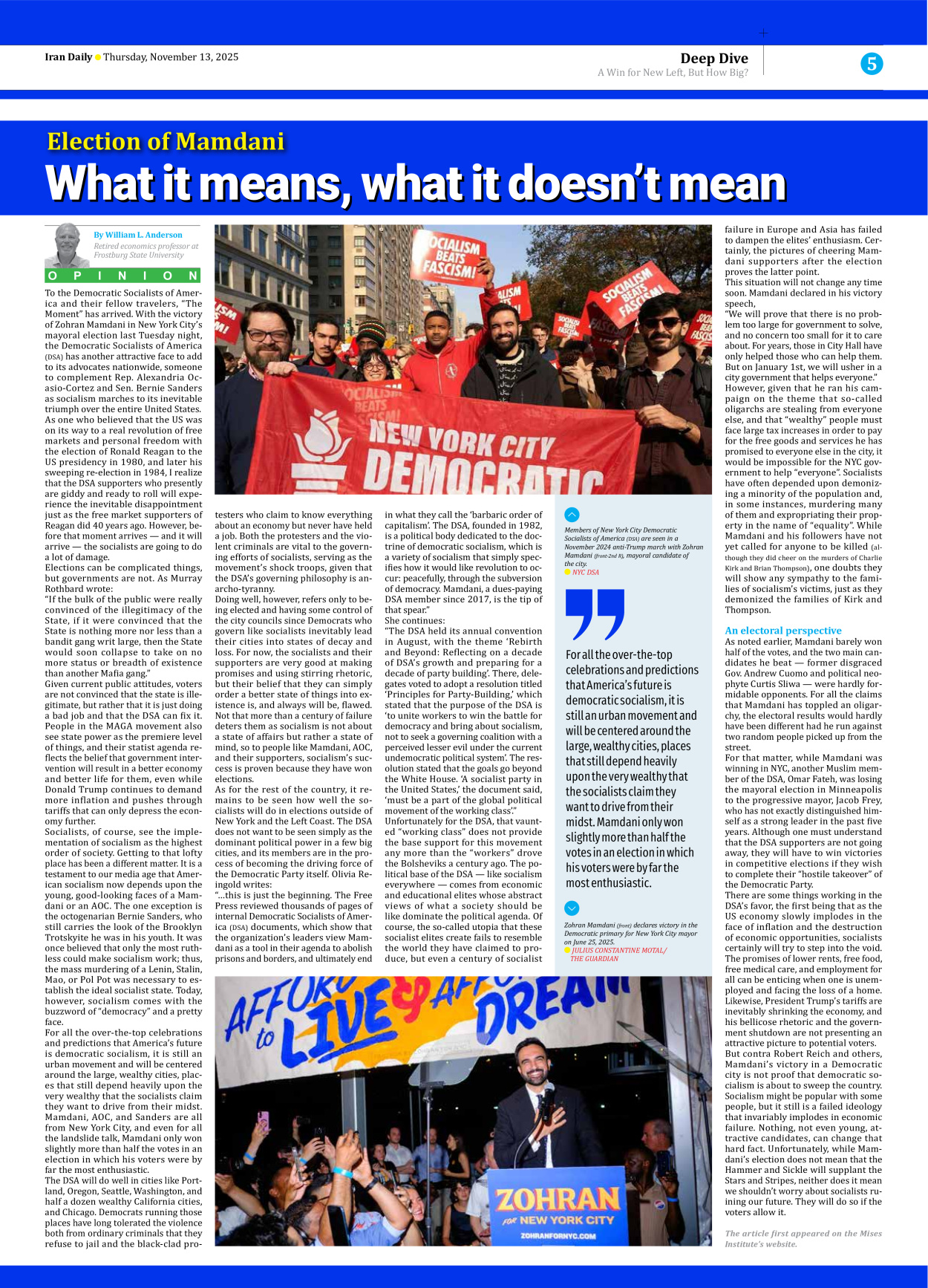 Iran Daily - Number Seven Thousand Nine Hundred and Seventy Seven - 13 November 2025 - Page 5