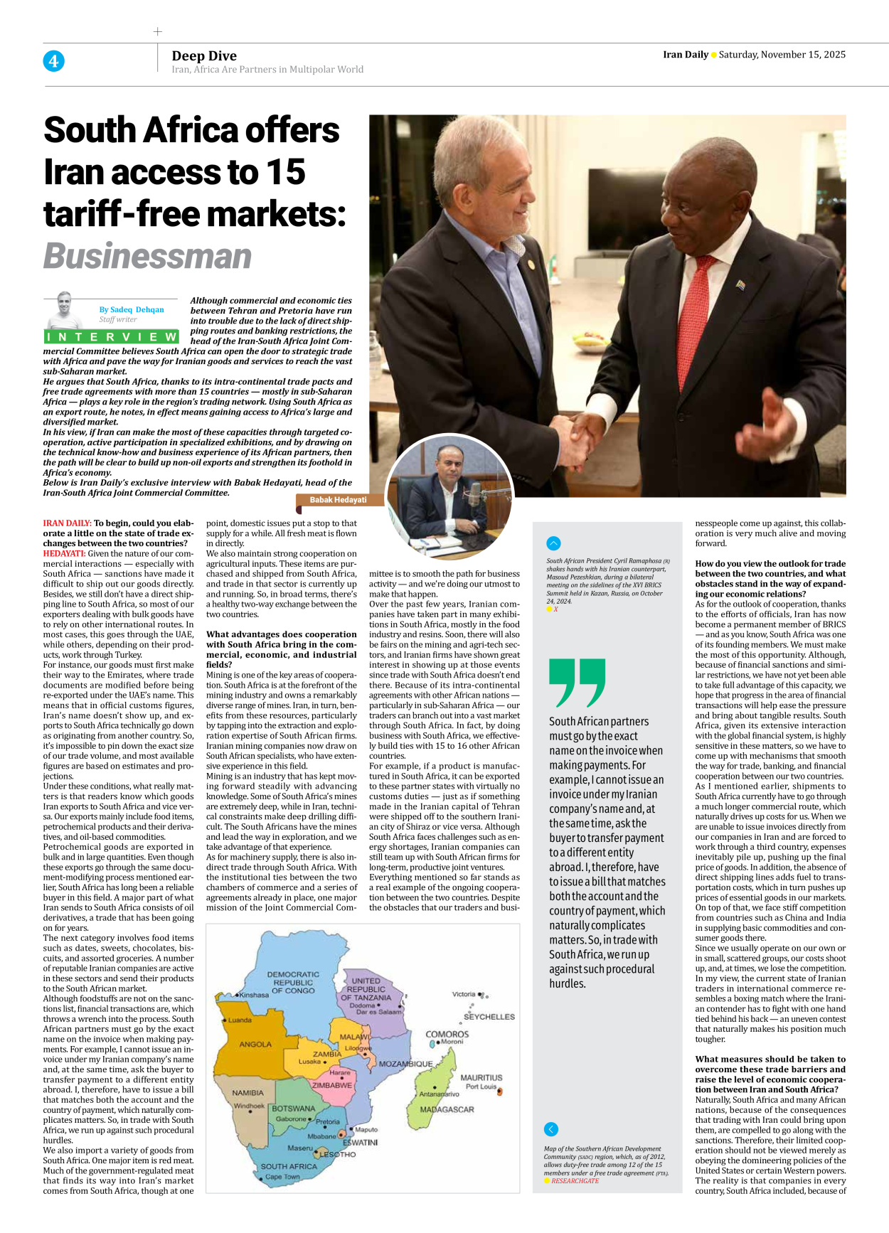 Iran Daily - Number Seven Thousand Nine Hundred and Seventy Eight - 15 November 2025 - Page 4