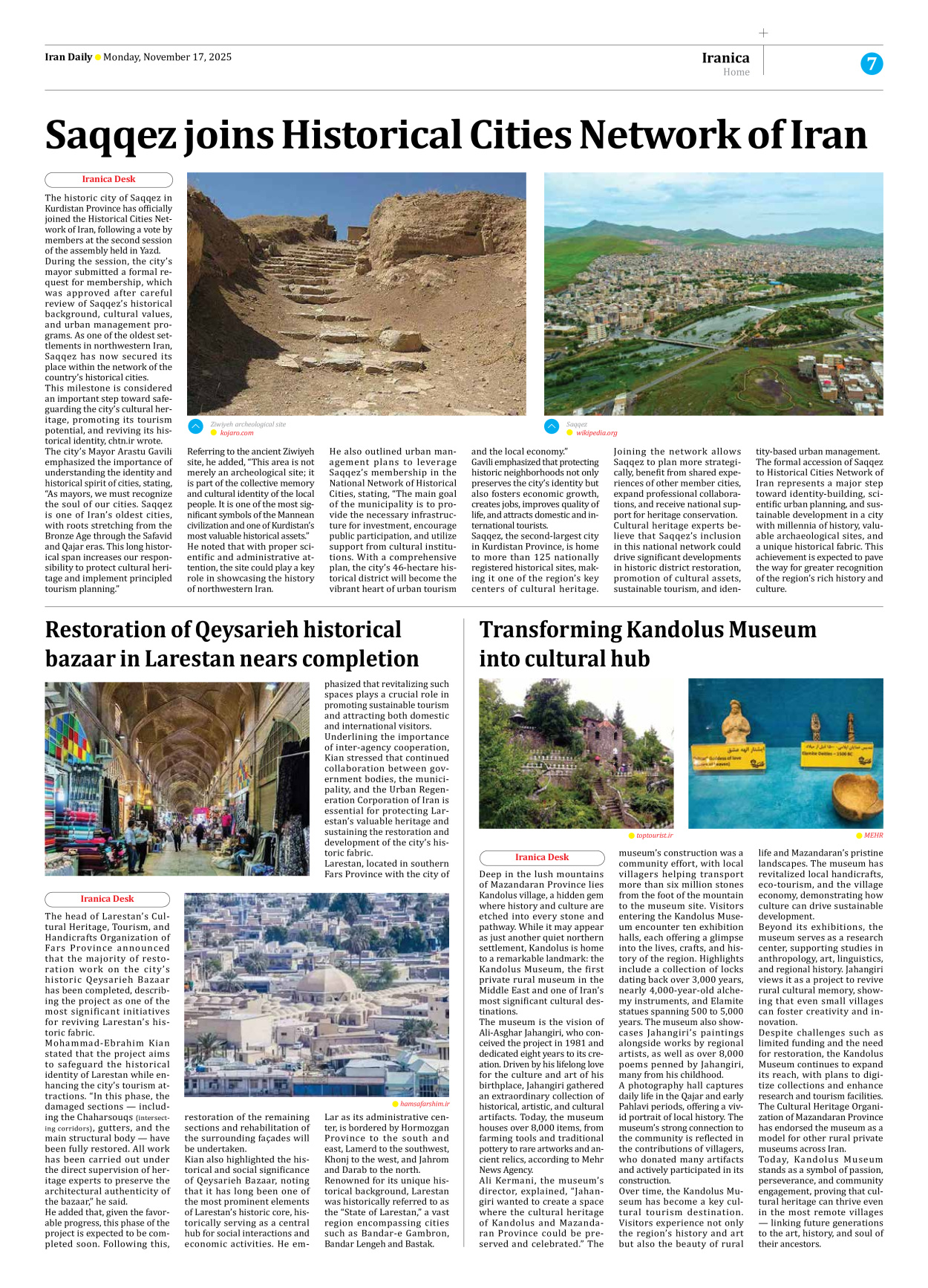 Iran Daily - Number Seven Thousand Nine Hundred and Eighty - 17 November 2025 - Page 7