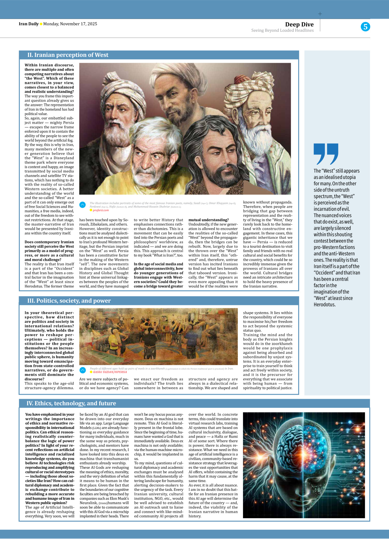 Iran Daily - Number Seven Thousand Nine Hundred and Eighty - 17 November 2025 - Page 5
