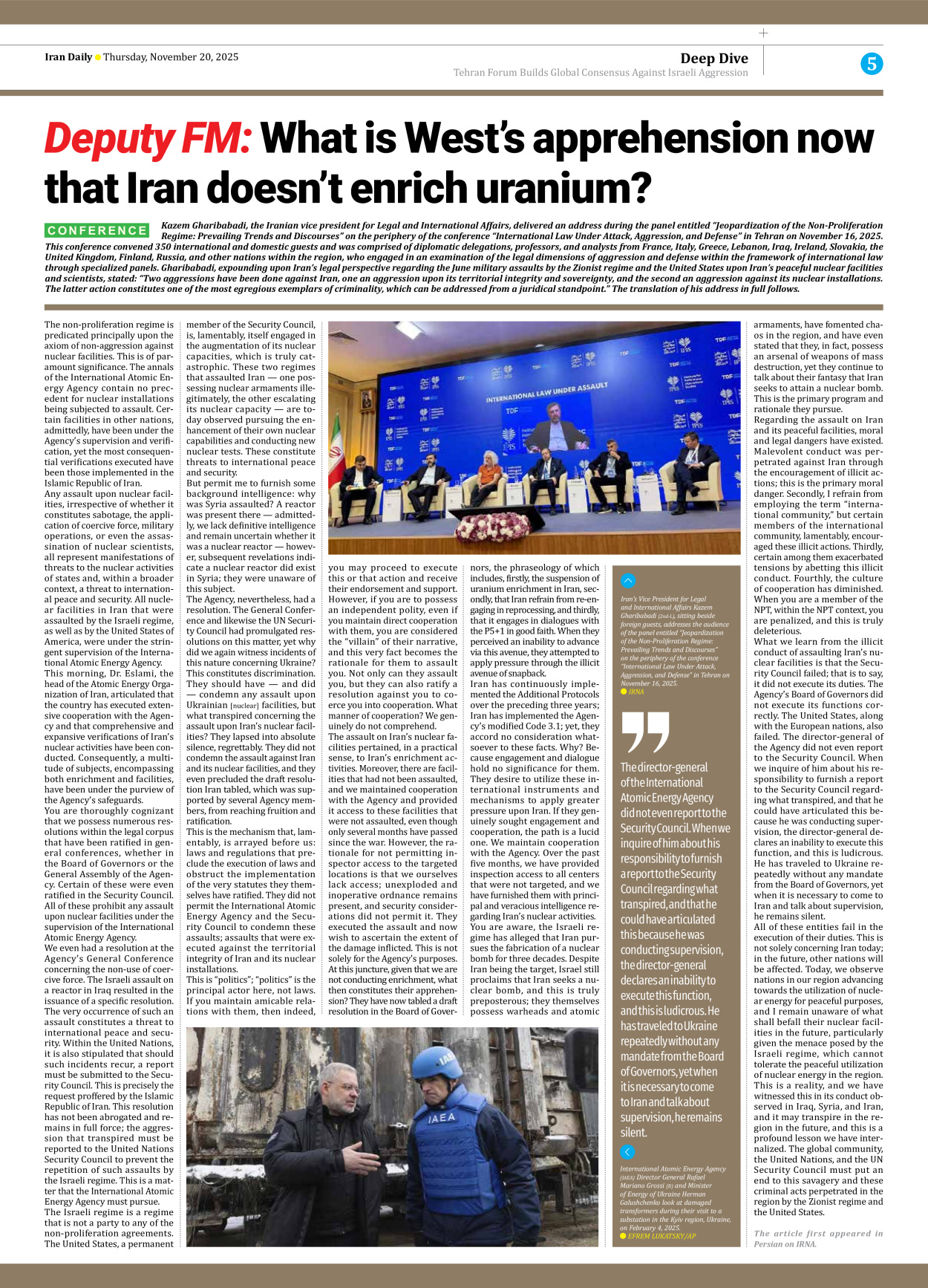 Iran Daily - Number Seven Thousand Nine Hundred and Eighty Three - 20 November 2025 - Page 5