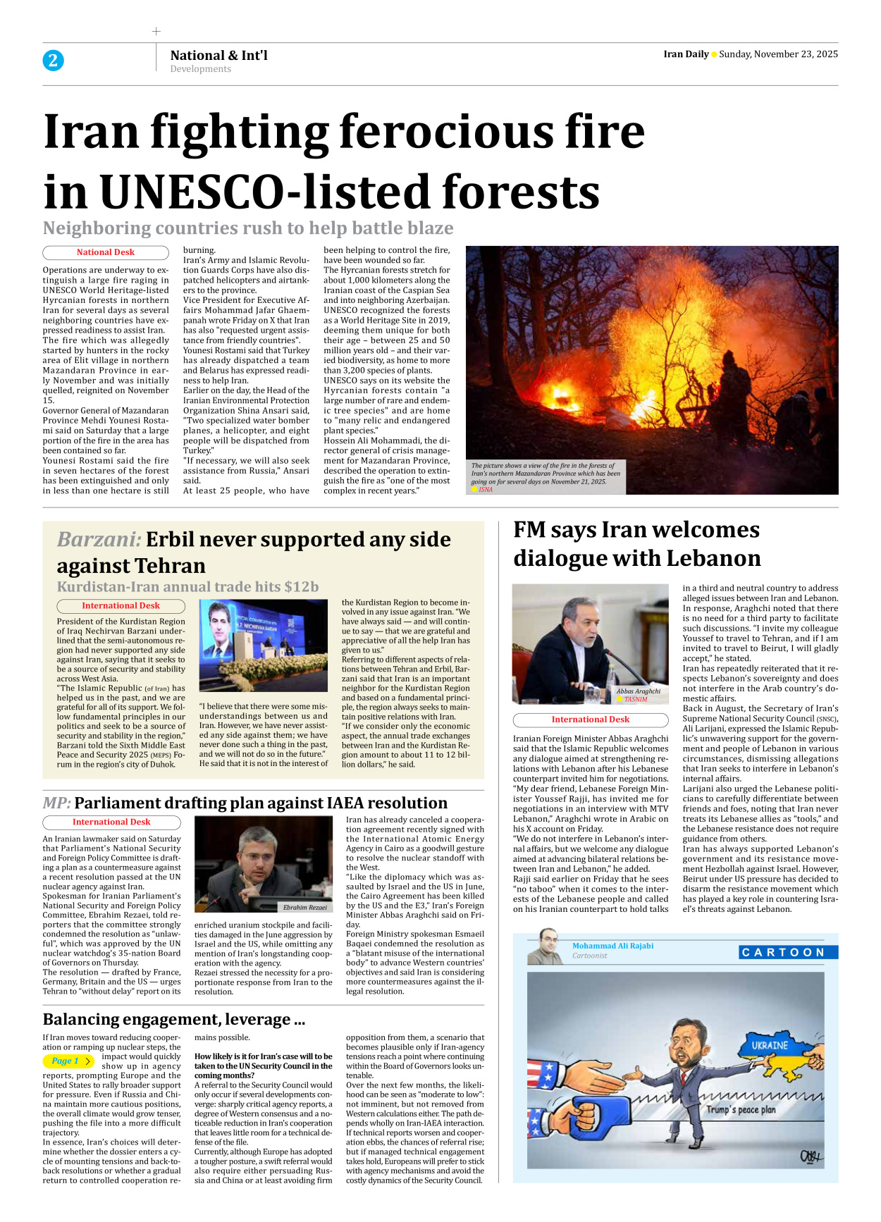 Iran Daily - Number Seven Thousand Nine Hundred and Eighty Five - 23 November 2025 - Page 2