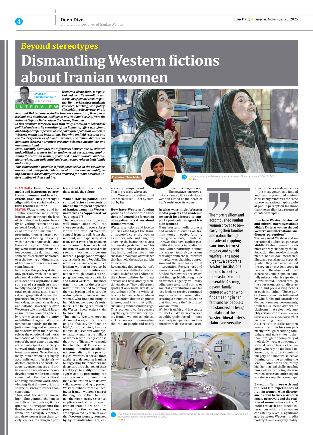 Iran Daily - Number Seven Thousand Nine Hundred and Eighty Six - 25 November 2025 - Page 4