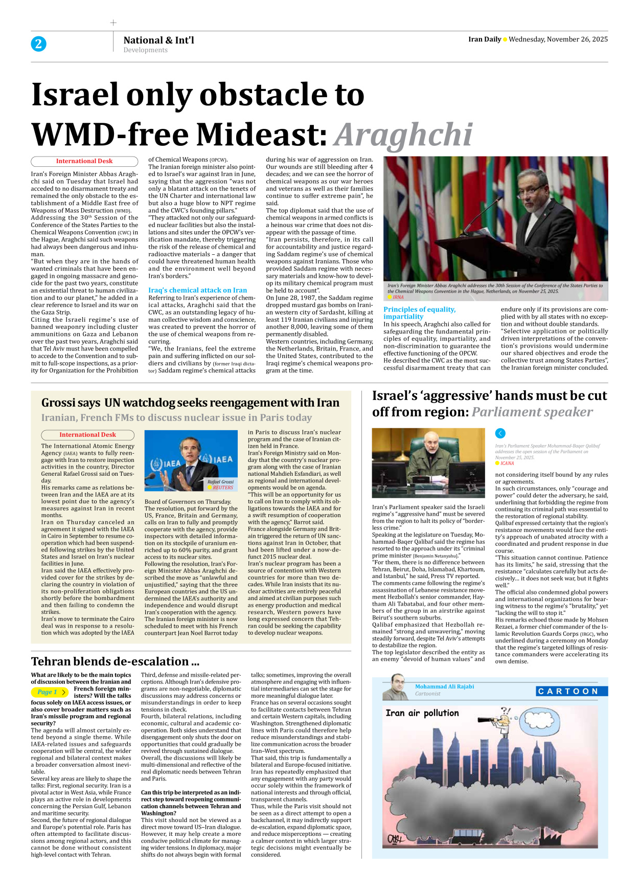 Iran Daily - Number Seven Thousand Nine Hundred and Eighty Seven - 26 November 2025 - Page 2