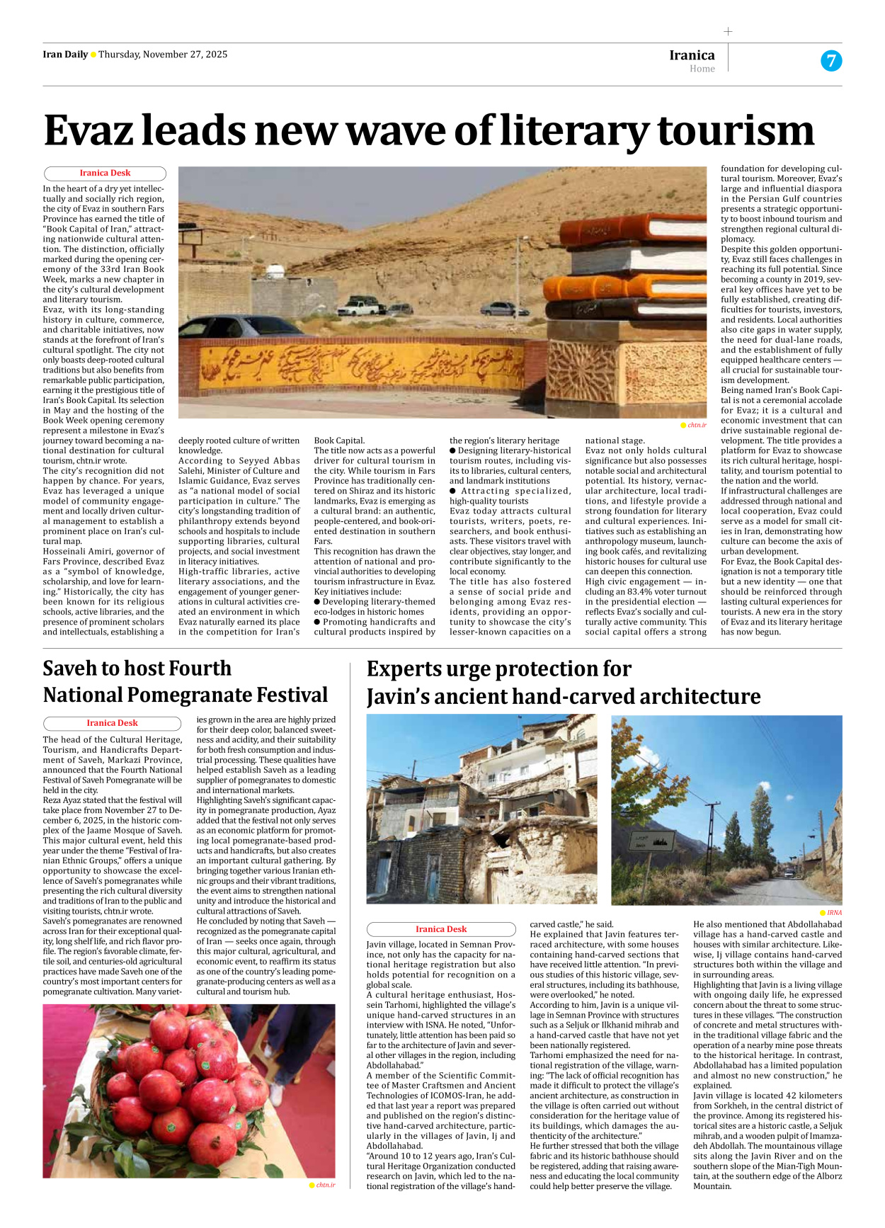 Iran Daily - Number Seven Thousand Nine Hundred and Eighty Eight - 27 November 2025 - Page 7