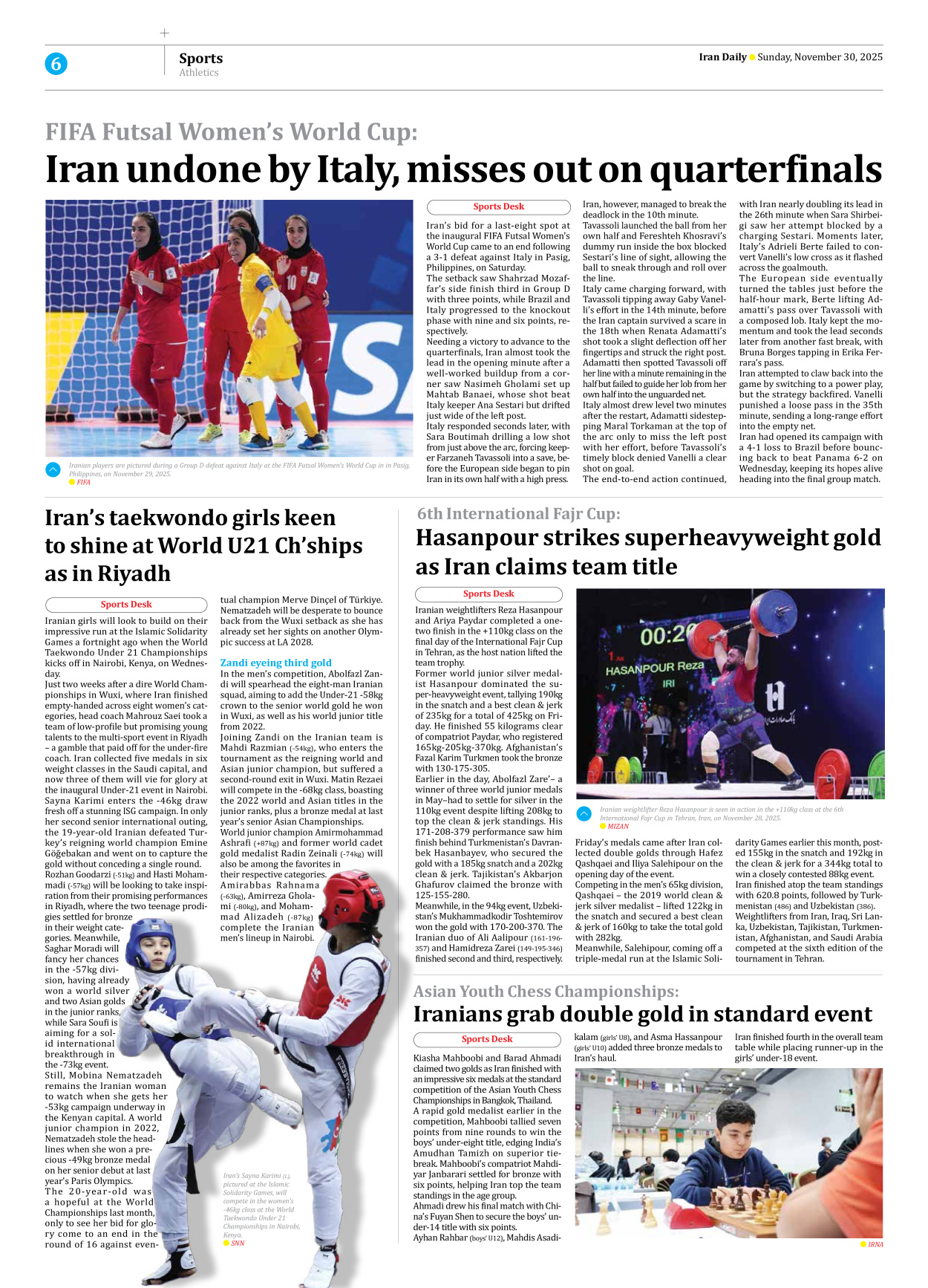 Iran Daily - Number Seven Thousand Nine Hundred and Ninety - 30 November 2025 - Page 6