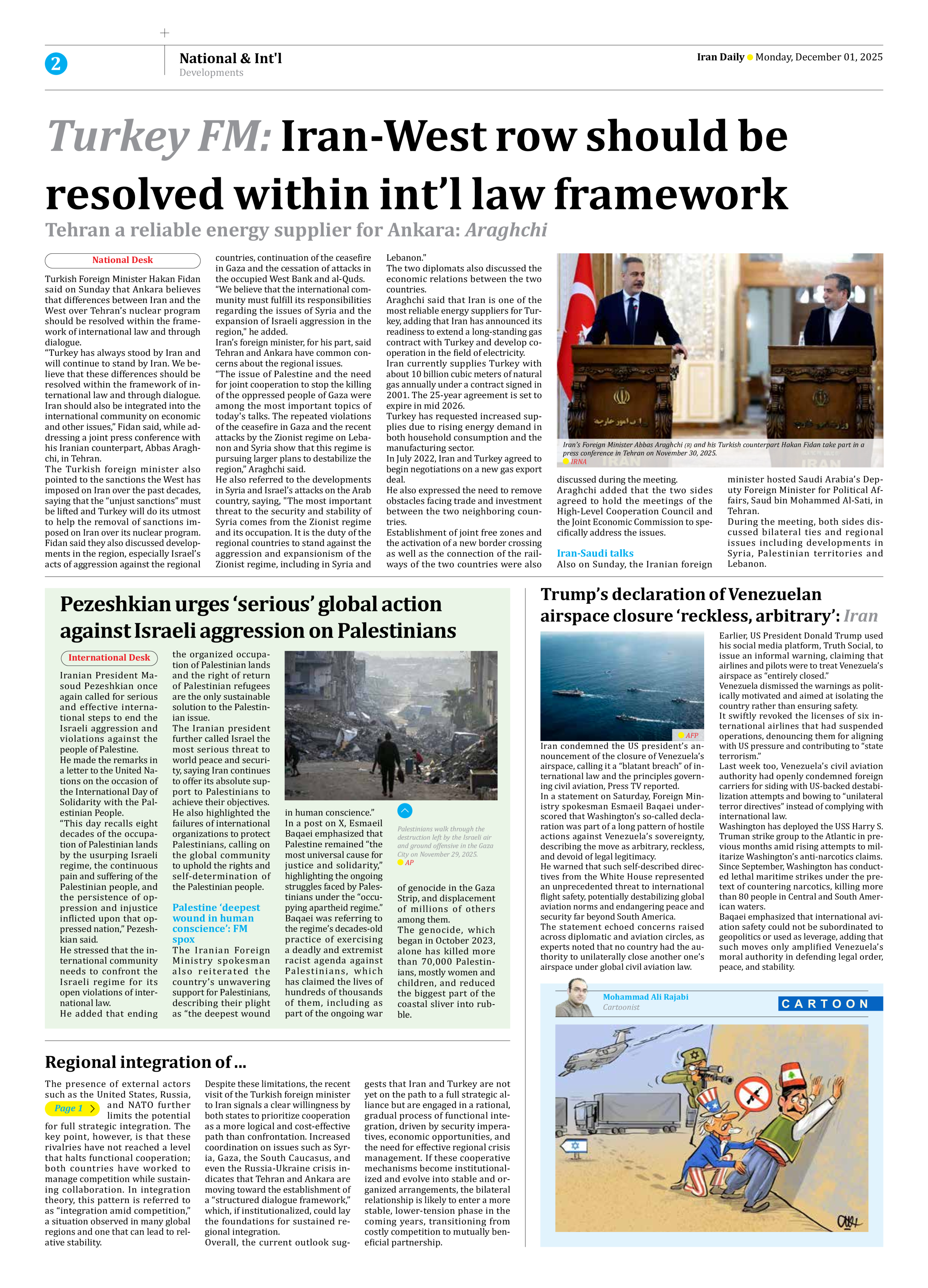 Iran Daily - Number Seven Thousand Nine Hundred and Ninety One - 01 December 2025 - Page 2