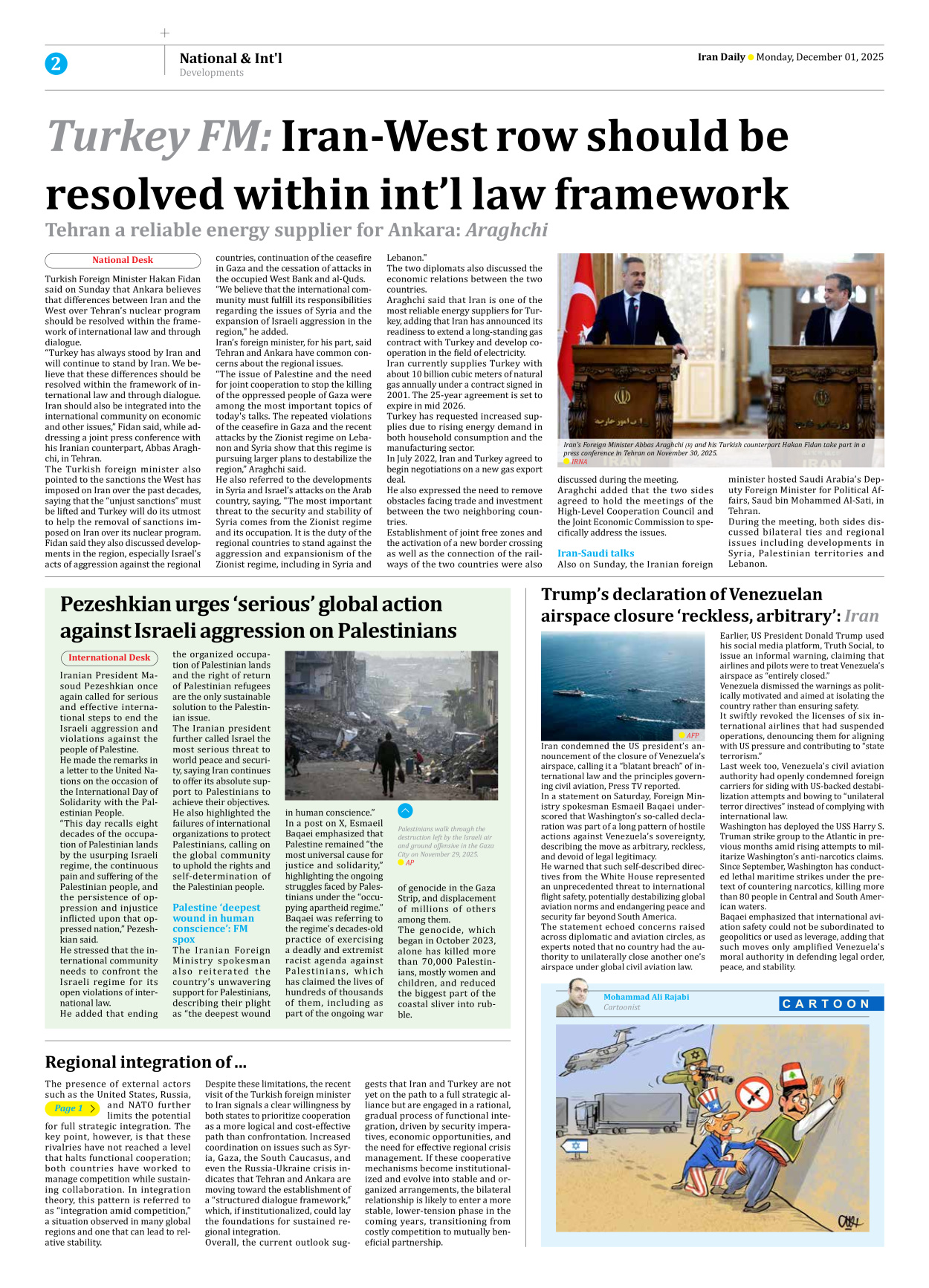 Iran Daily - Number Seven Thousand Nine Hundred and Ninety One - 01 December 2025 - Page 2