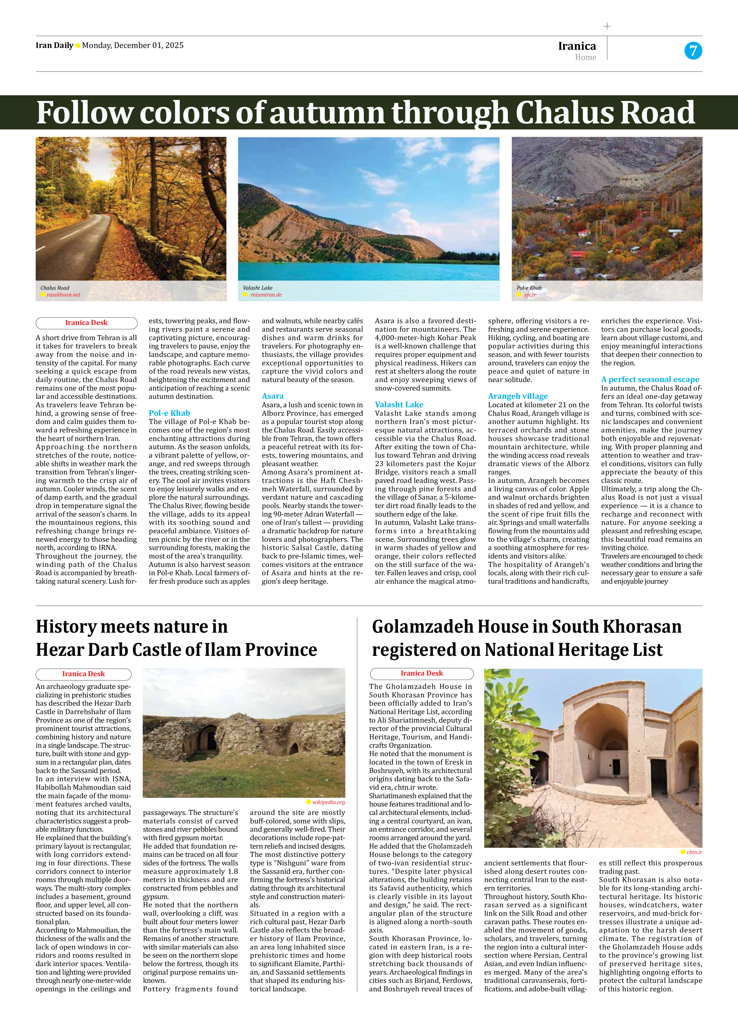 Iran Daily - Number Seven Thousand Nine Hundred and Ninety One - 01 December 2025 - Page 7