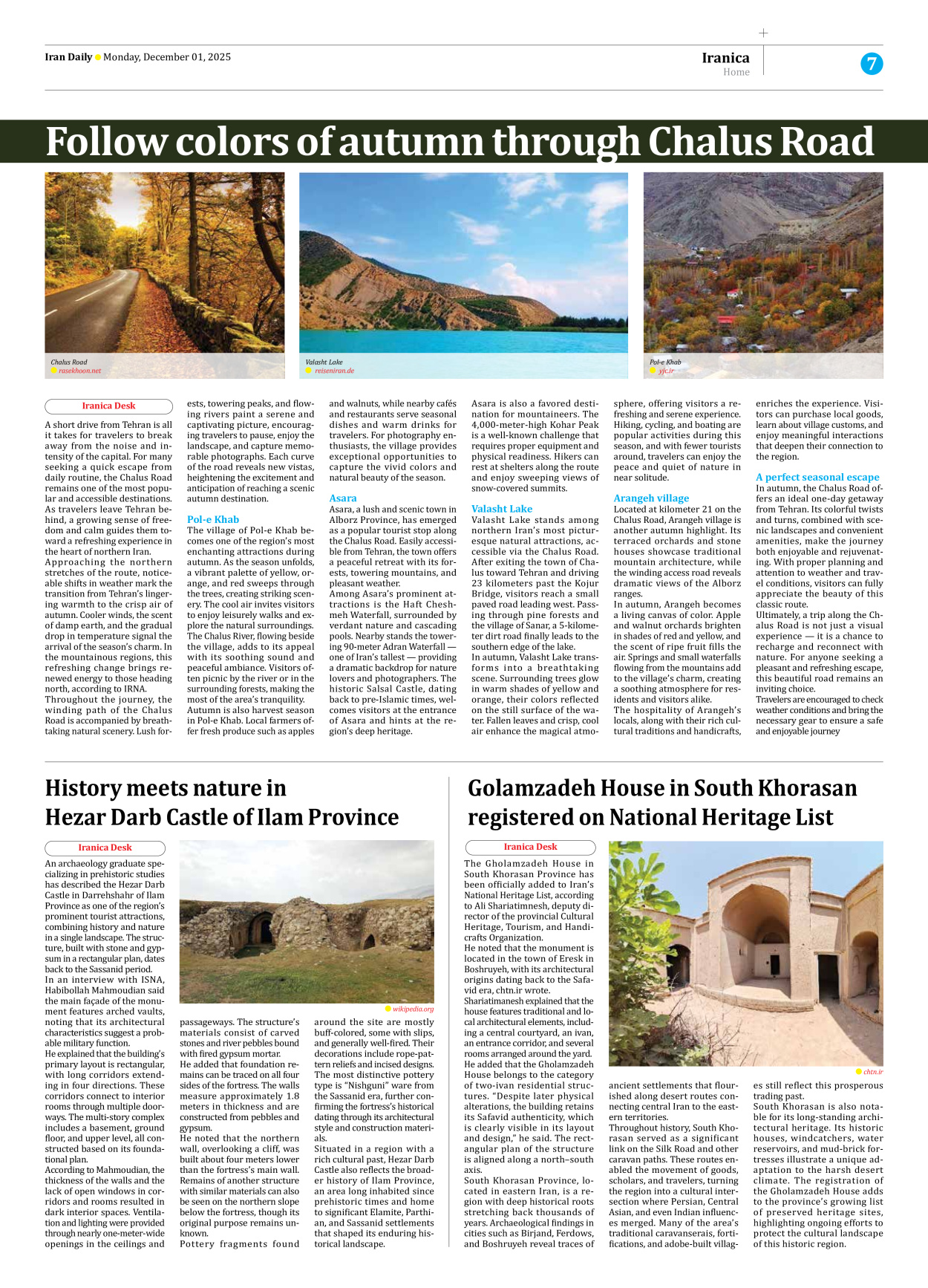 Iran Daily - Number Seven Thousand Nine Hundred and Ninety One - 01 December 2025 - Page 7