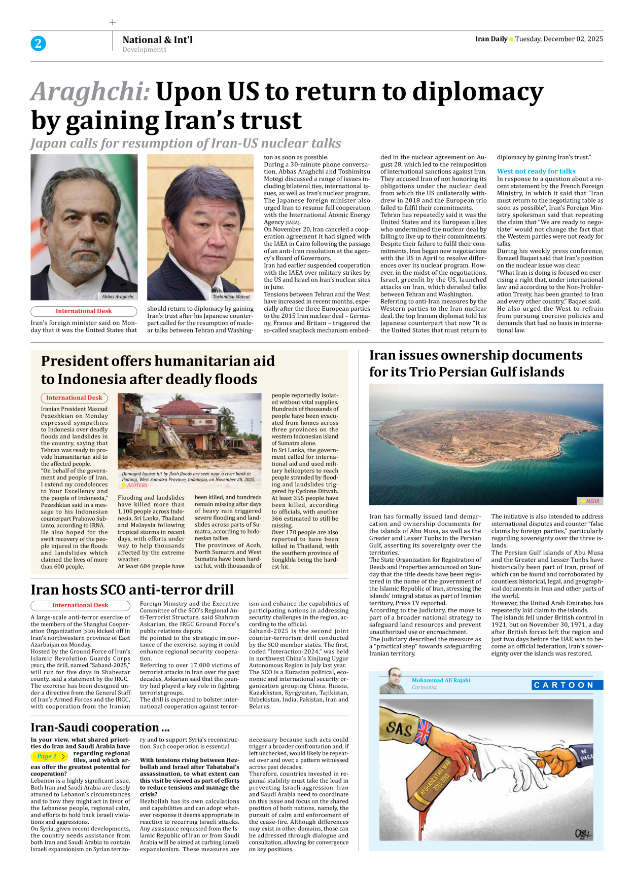 Iran Daily - Number Seven Thousand Nine Hundred and Ninety Two - 02 December 2025 - Page 2
