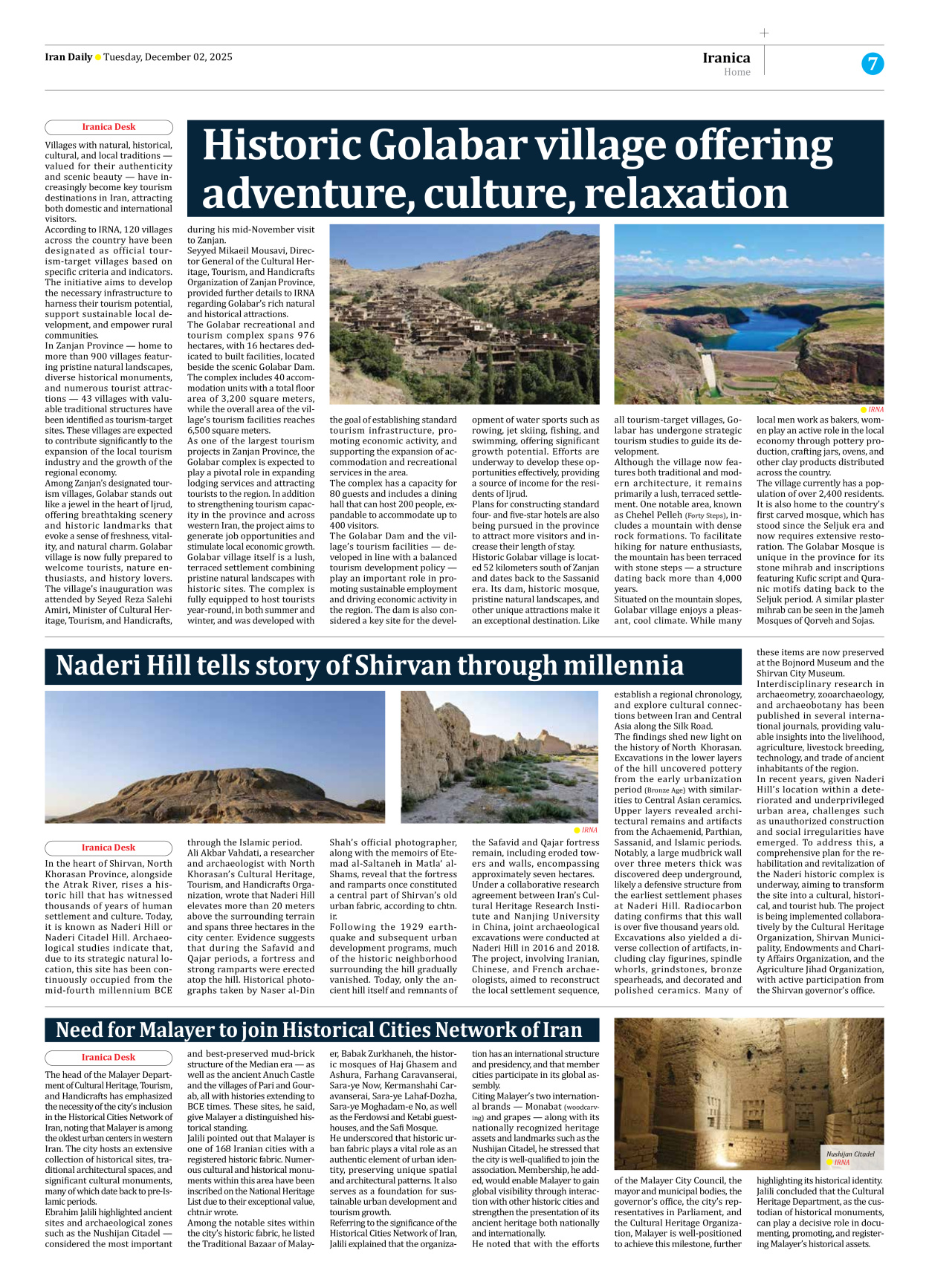 Iran Daily - Number Seven Thousand Nine Hundred and Ninety Two - 02 December 2025 - Page 7